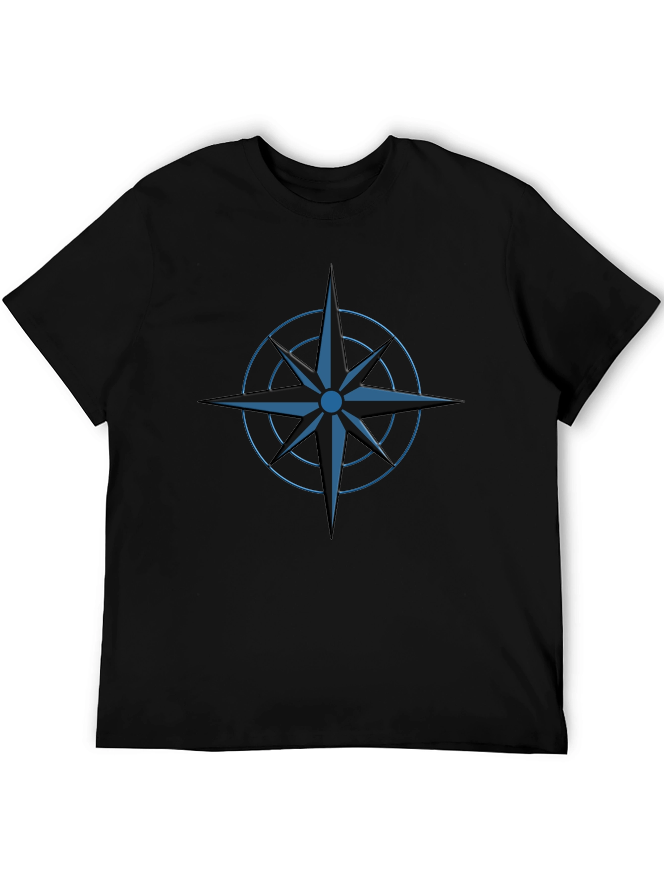 Black Stylish Black T-Shirt with Blue Compass Design view 5