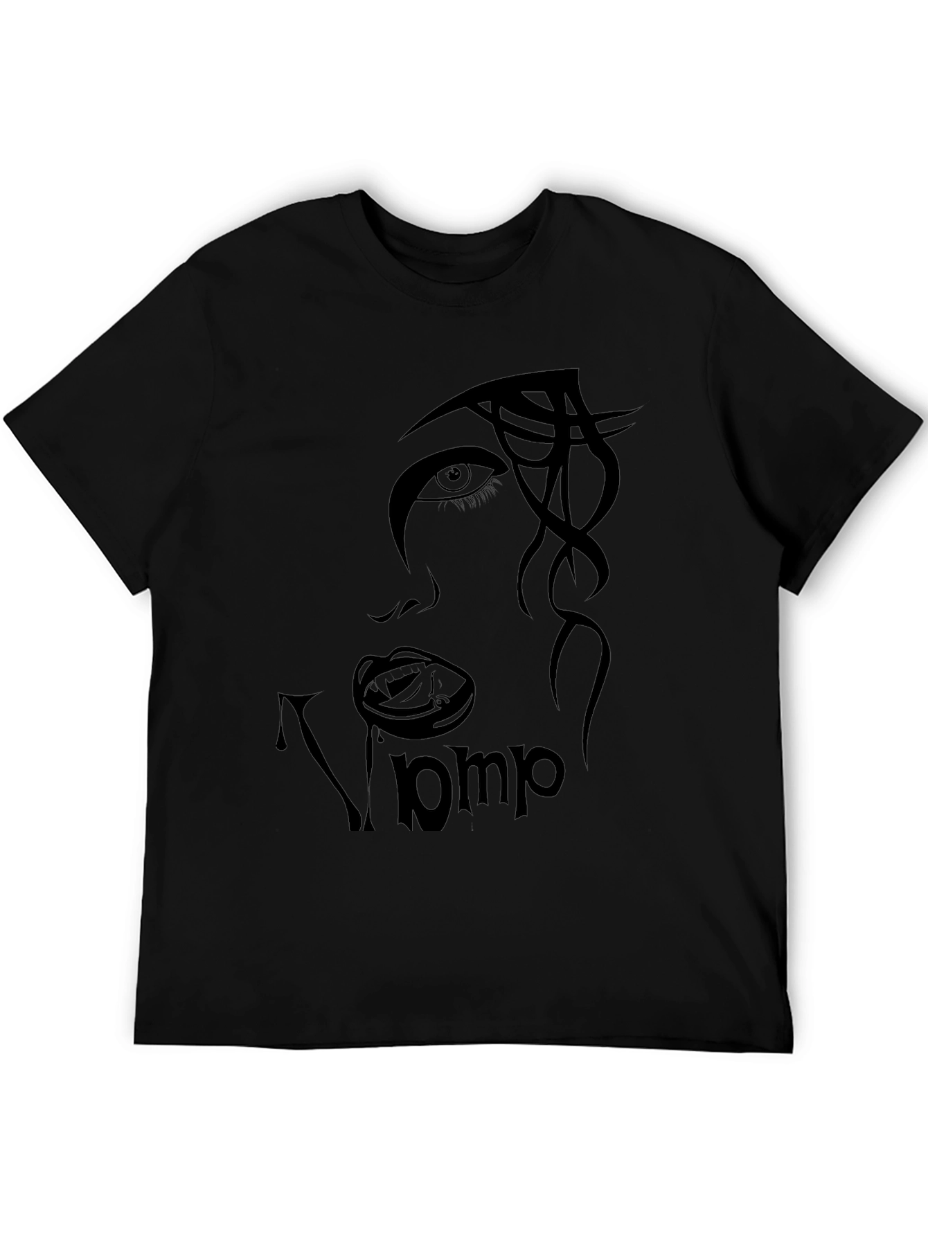 Black Vamp Face Graphic Black T-Shirt view 5