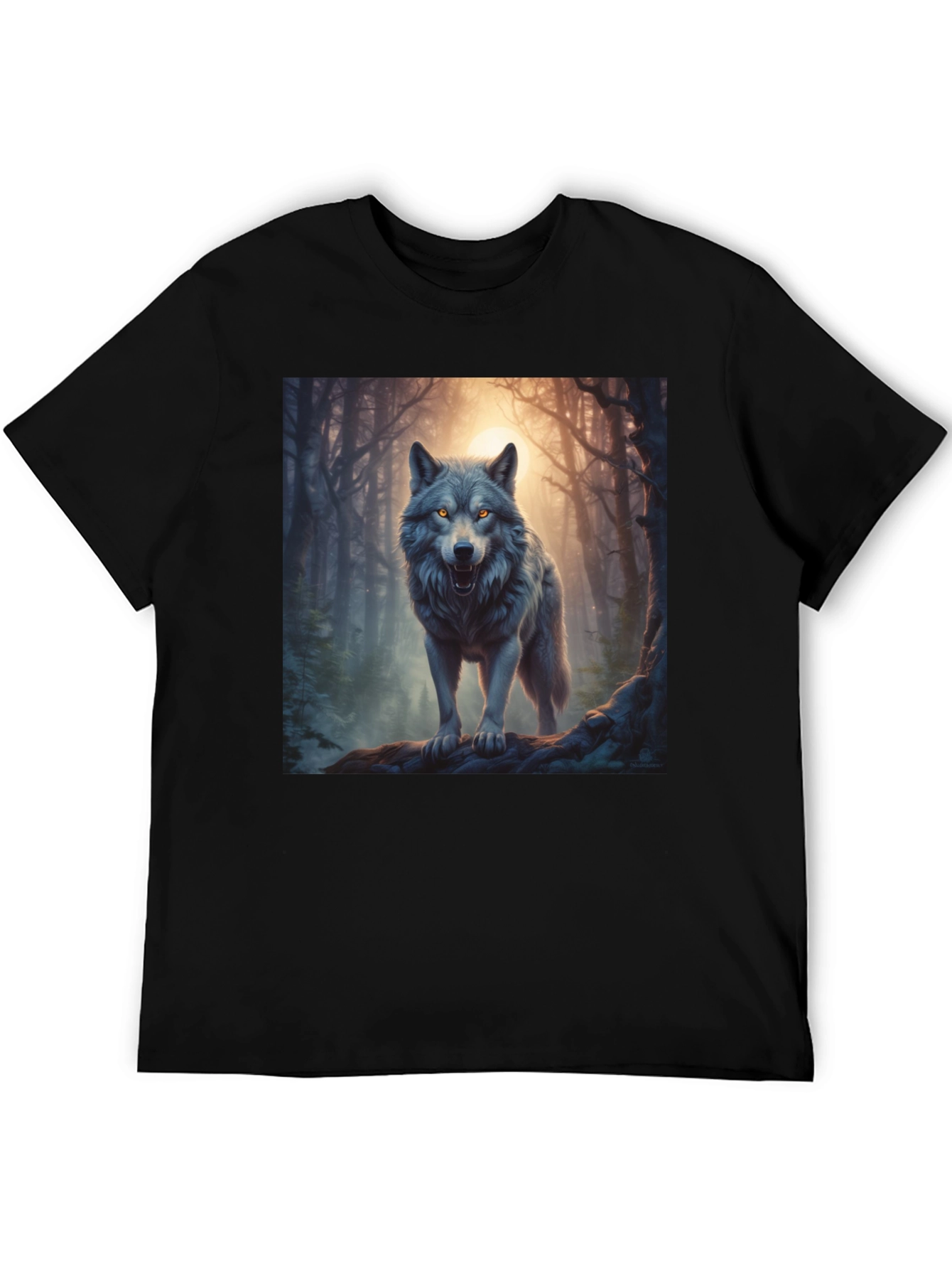 Black Wolf Graphic Tee - Forest Predator Print view 5