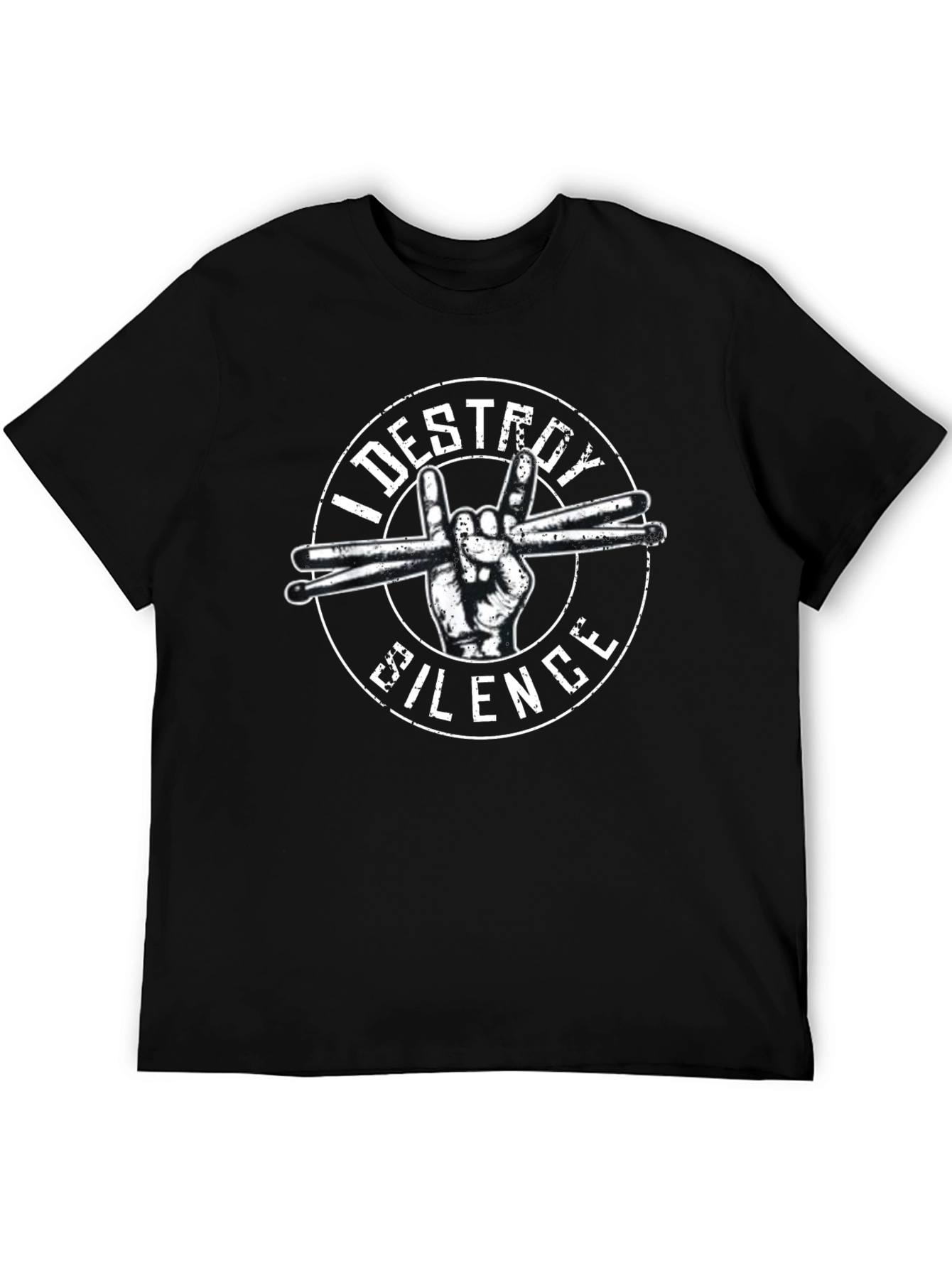Black I Destroy Silence Drummer T-Shirt - Rock On! view 5