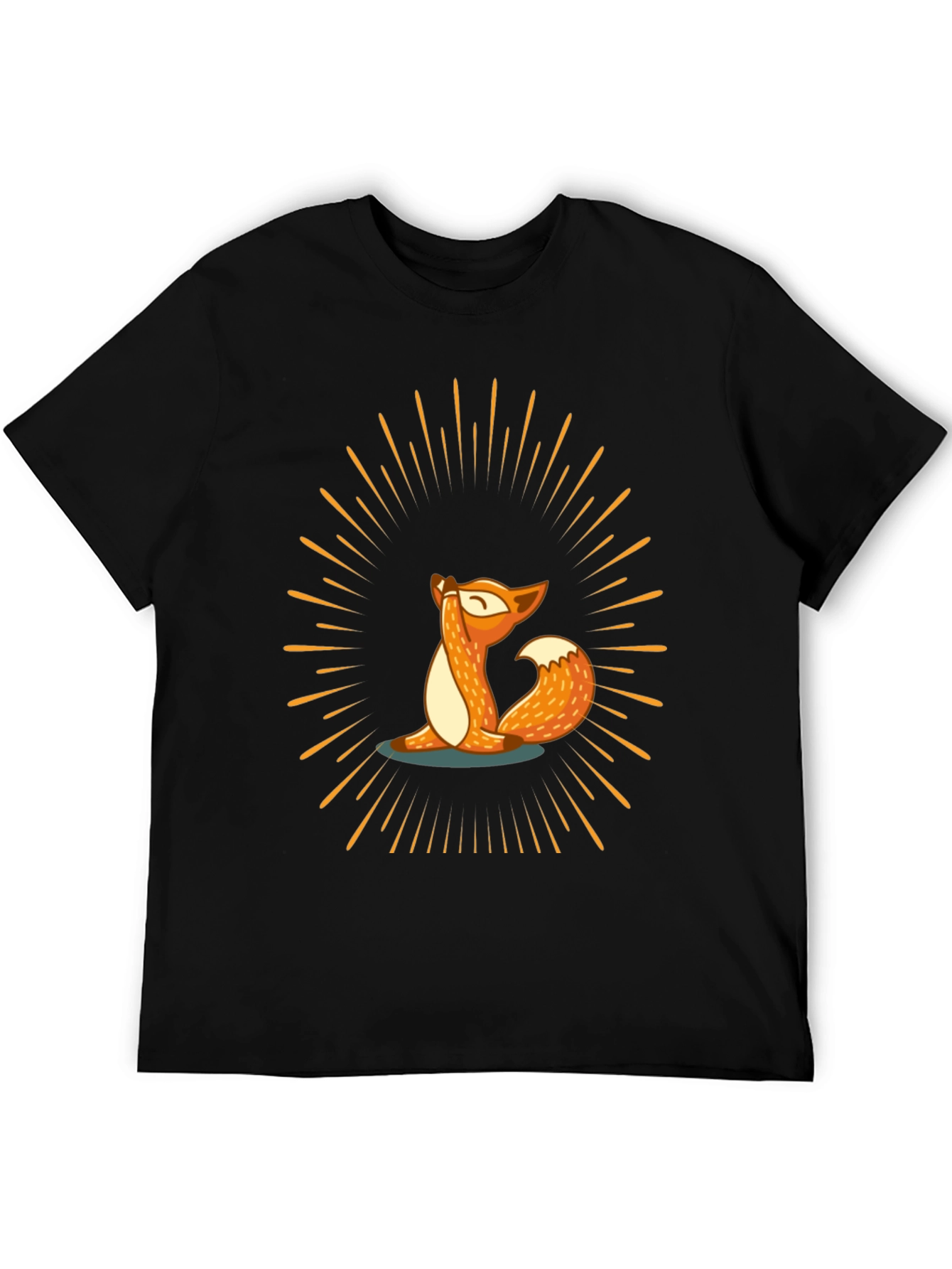 Black Yoga Fox Tee - Meditate in Style view 5