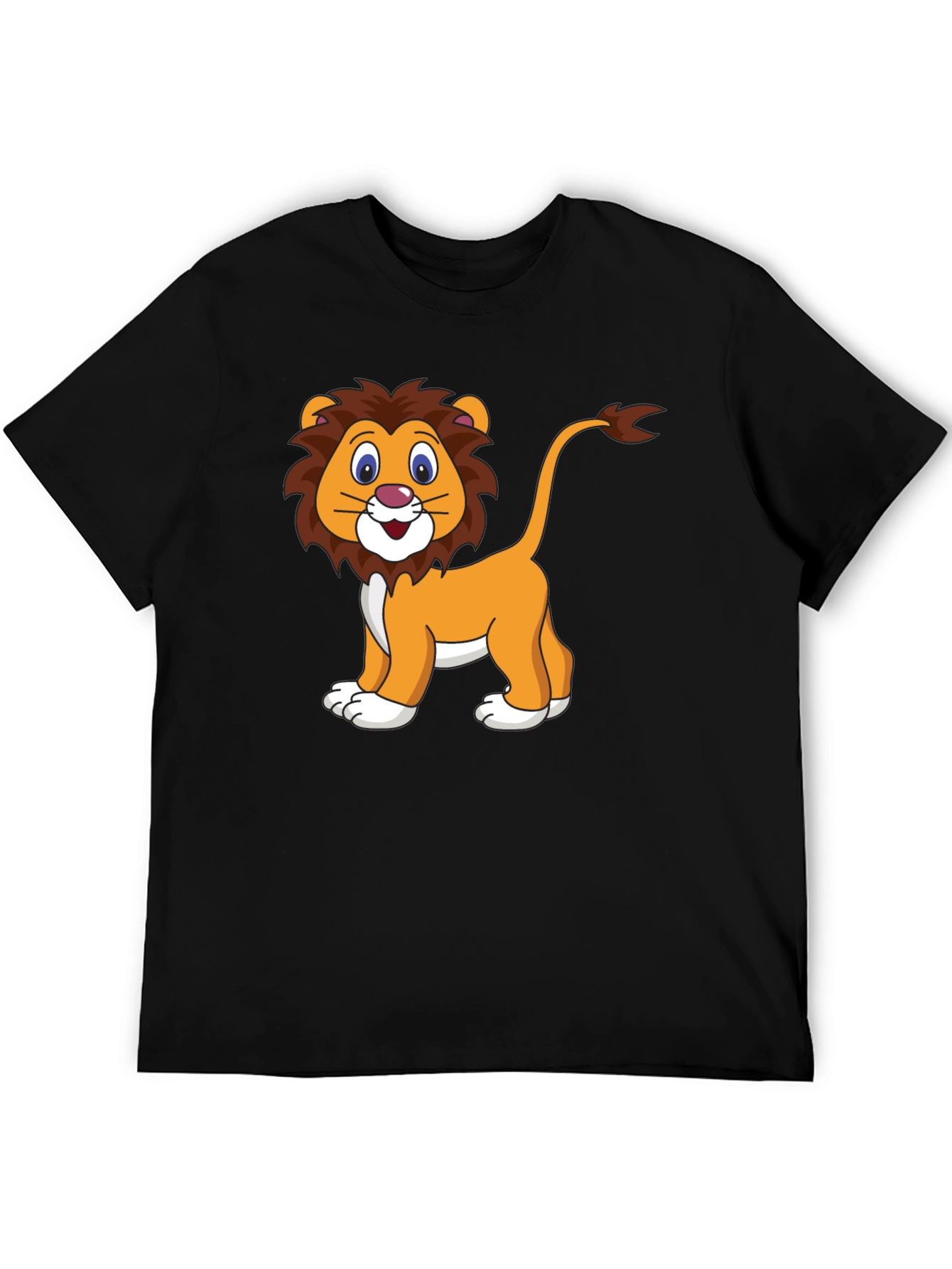 Black Cartoon Lion Black T-Shirt view 5