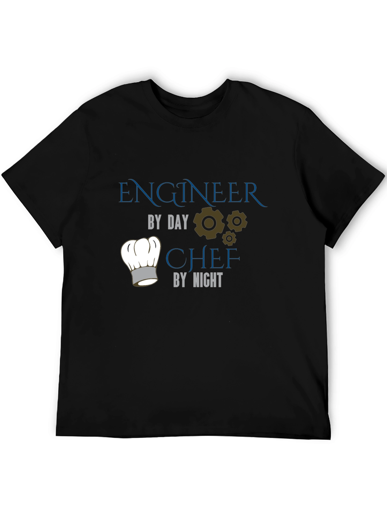 Black Engineer by Day, Chef by Night Black T-Shirt view 5