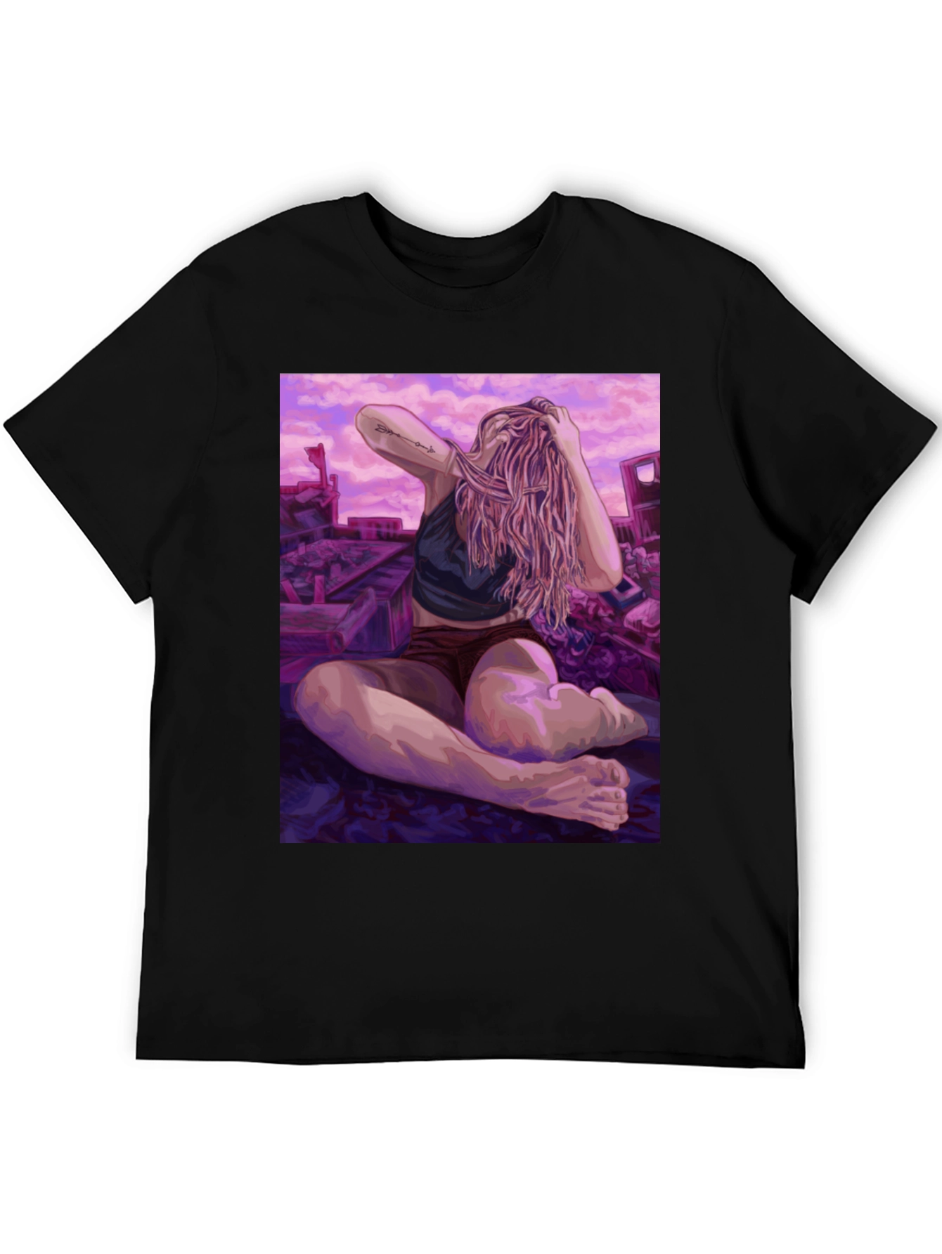 Black Artistic Woman on Ruins Graphic Tee - Unisex view 5