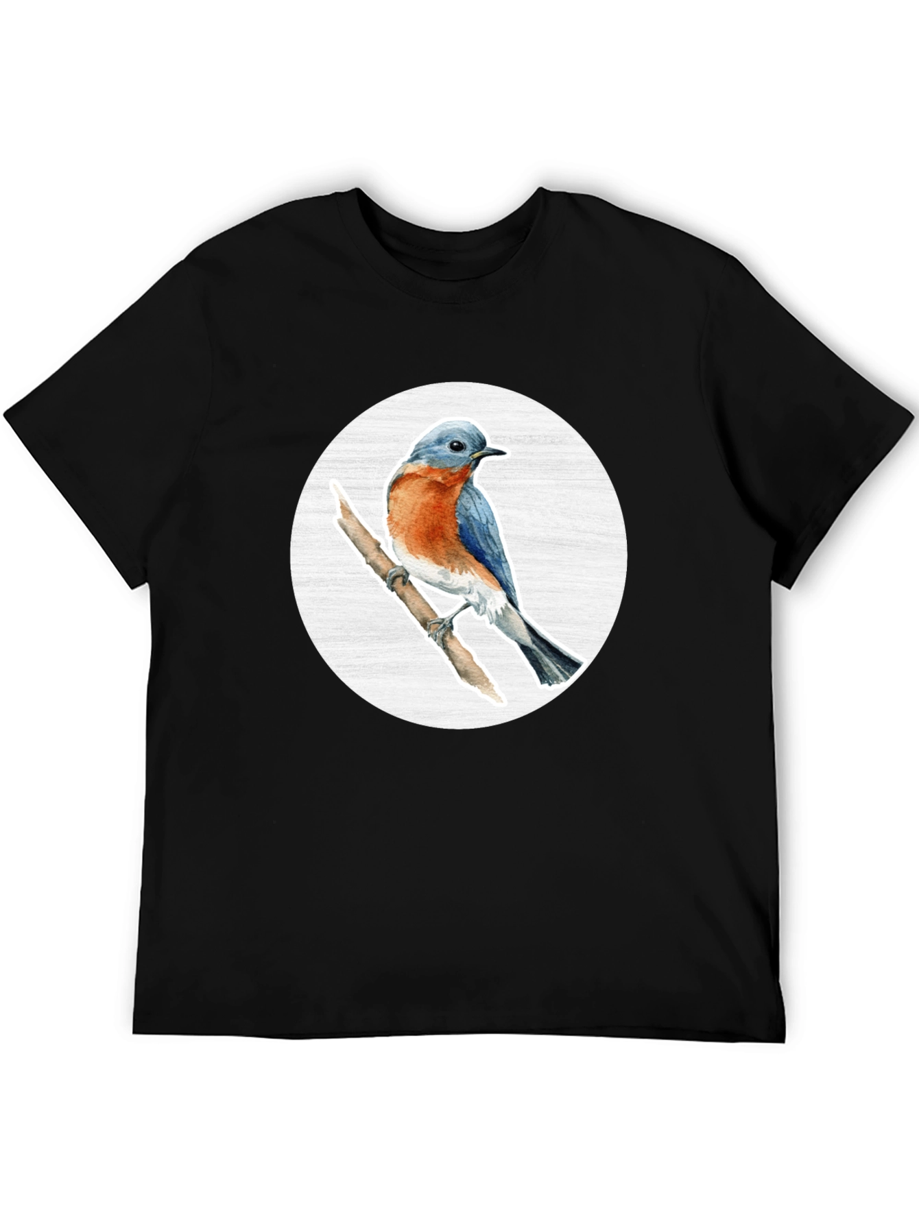 Black Bluebird Branch Graphic Tee - Stylish Bird Lover T-Shirt view 5