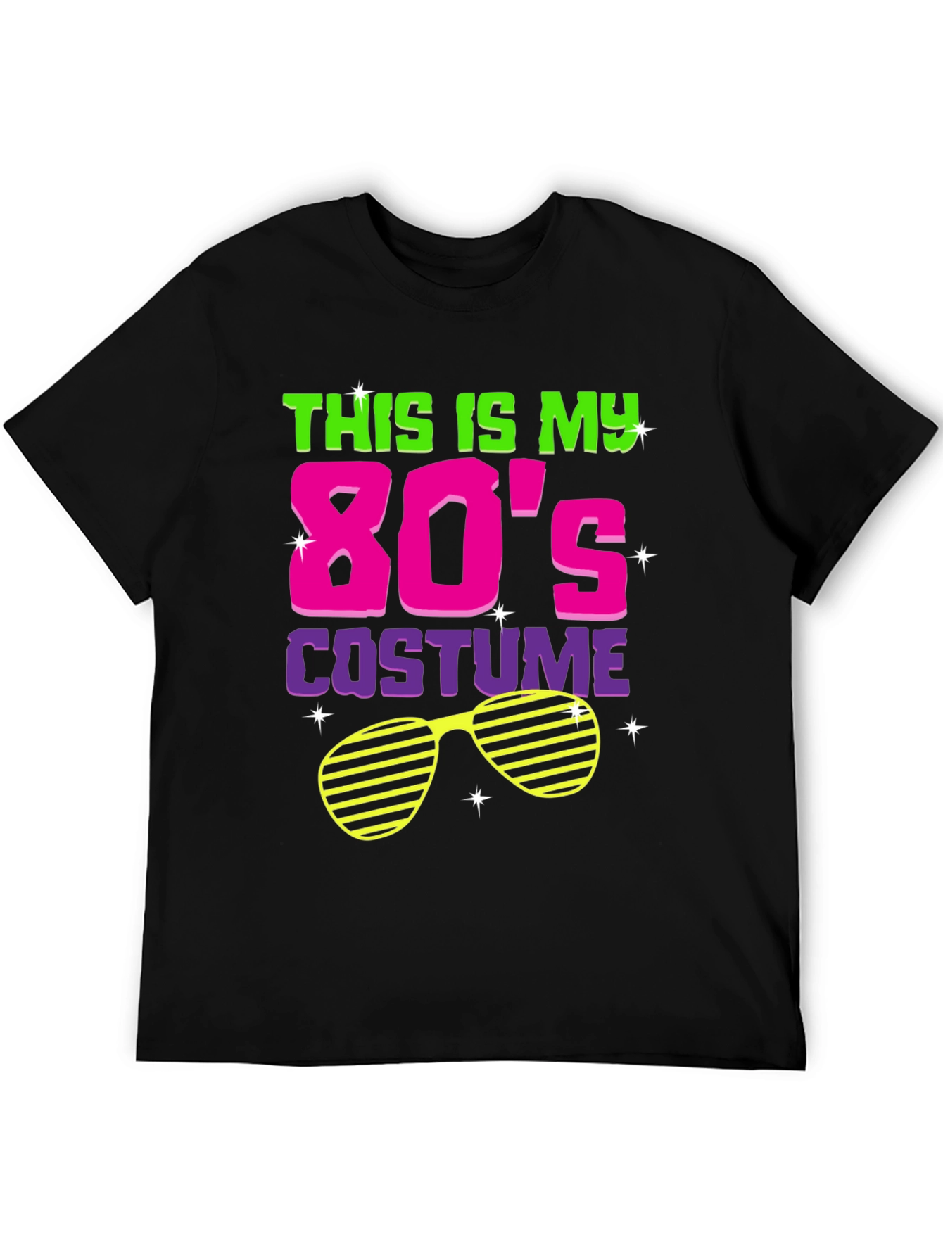 Black Retro 80s Costume T-Shirt view 5