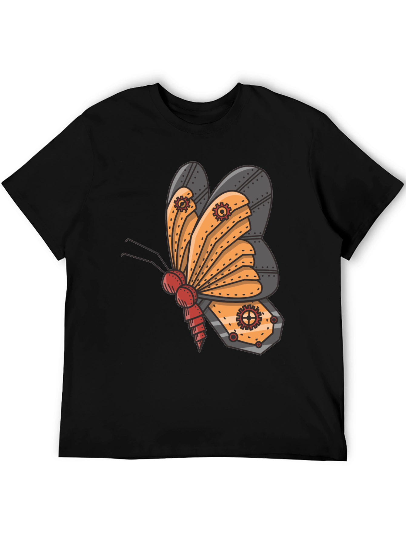 Black Steampunk Butterfly Graphic Tee - Unique Insect Design view 5