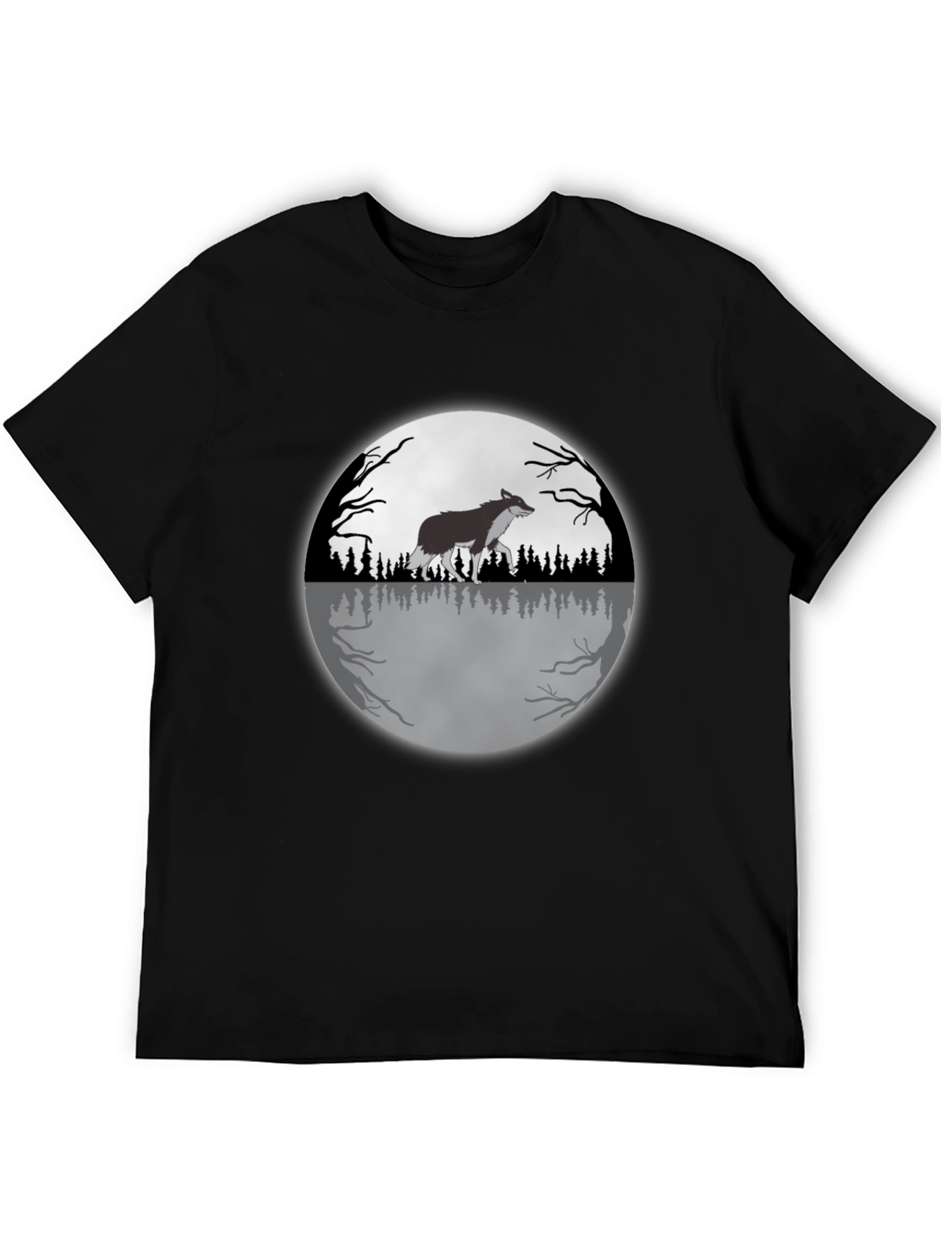 Black Wolf Moon Graphic Tee - Black Cotton T-Shirt view 5