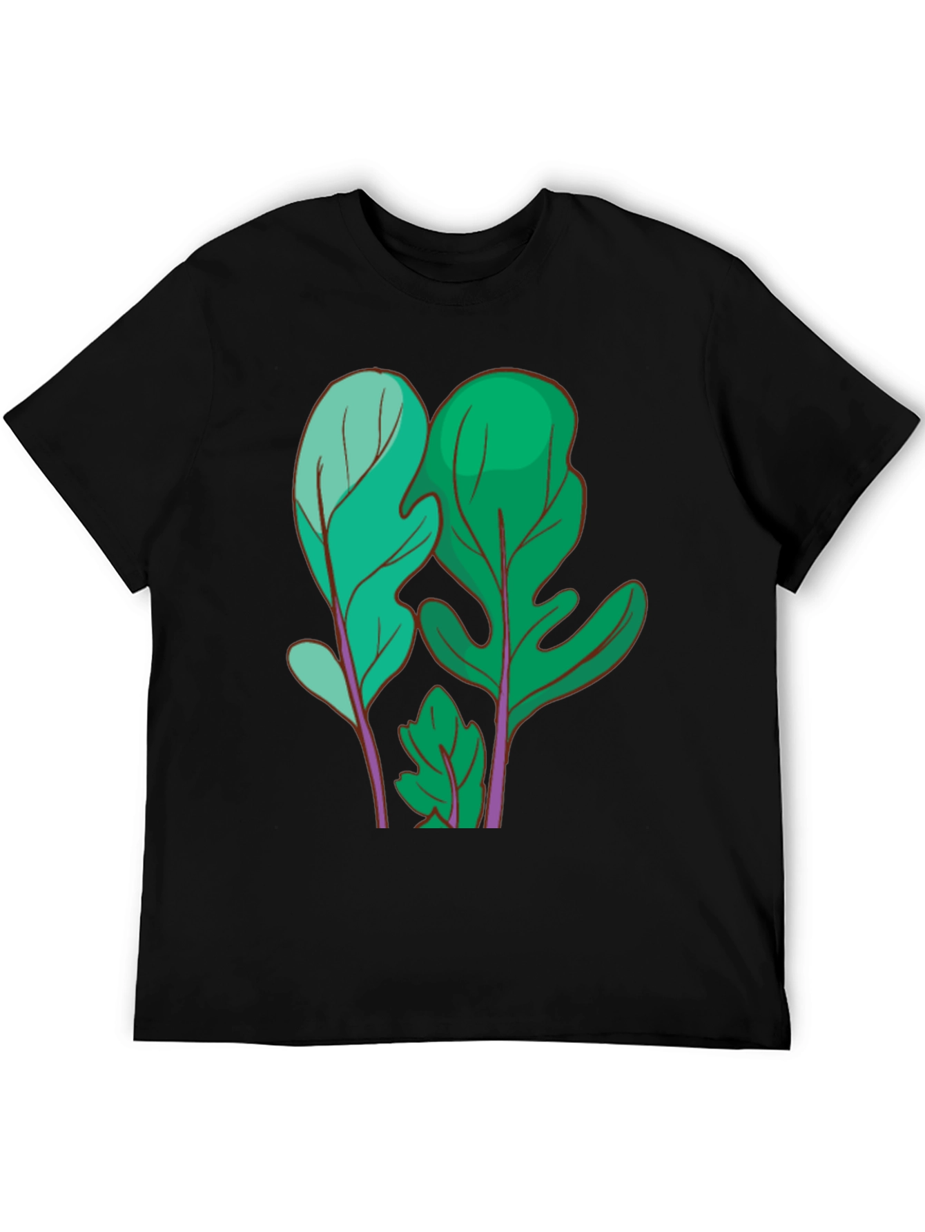 Black Leaf Print T-Shirt view 5