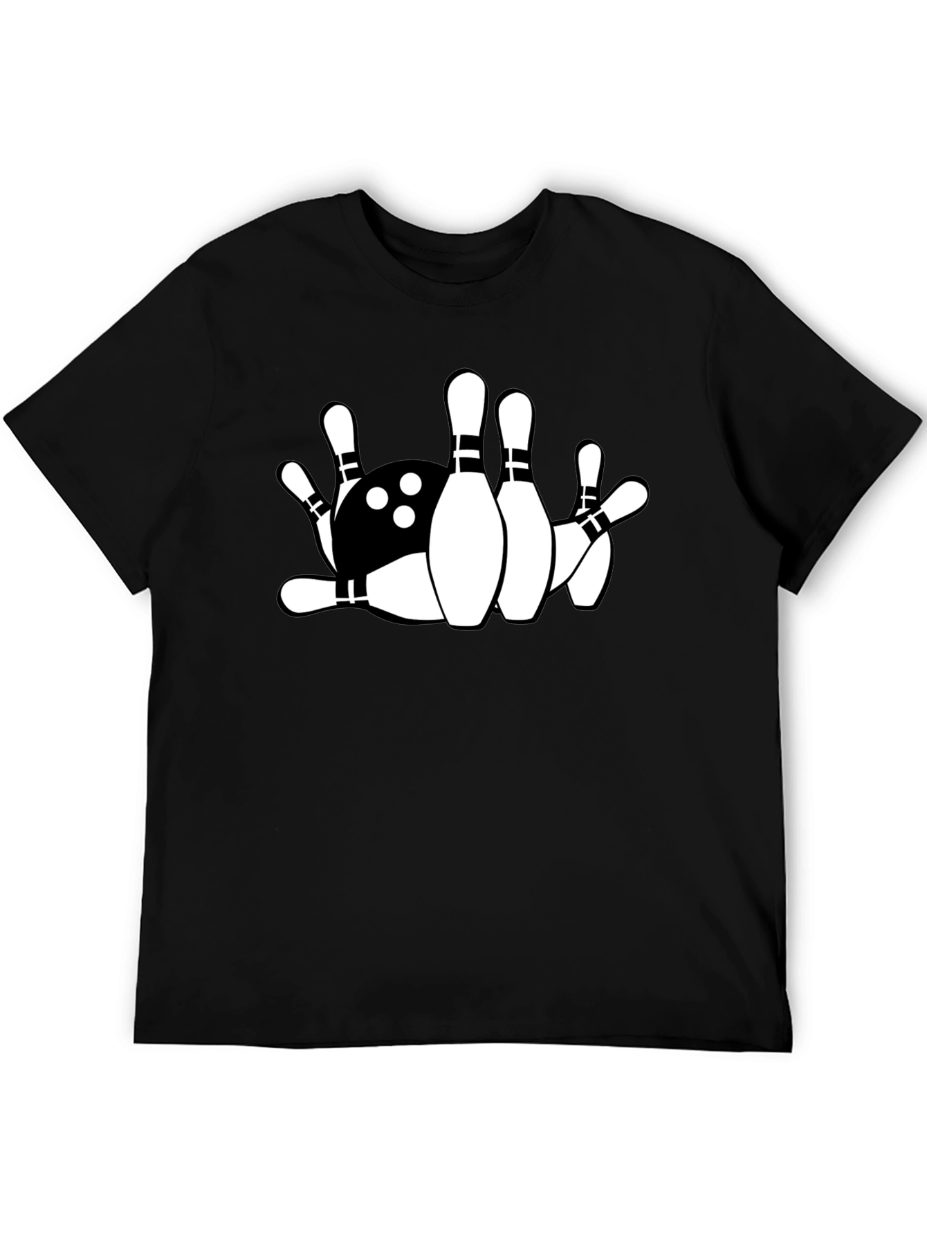 Black Bowling Strike T-Shirt - Classic Black Tee view 5
