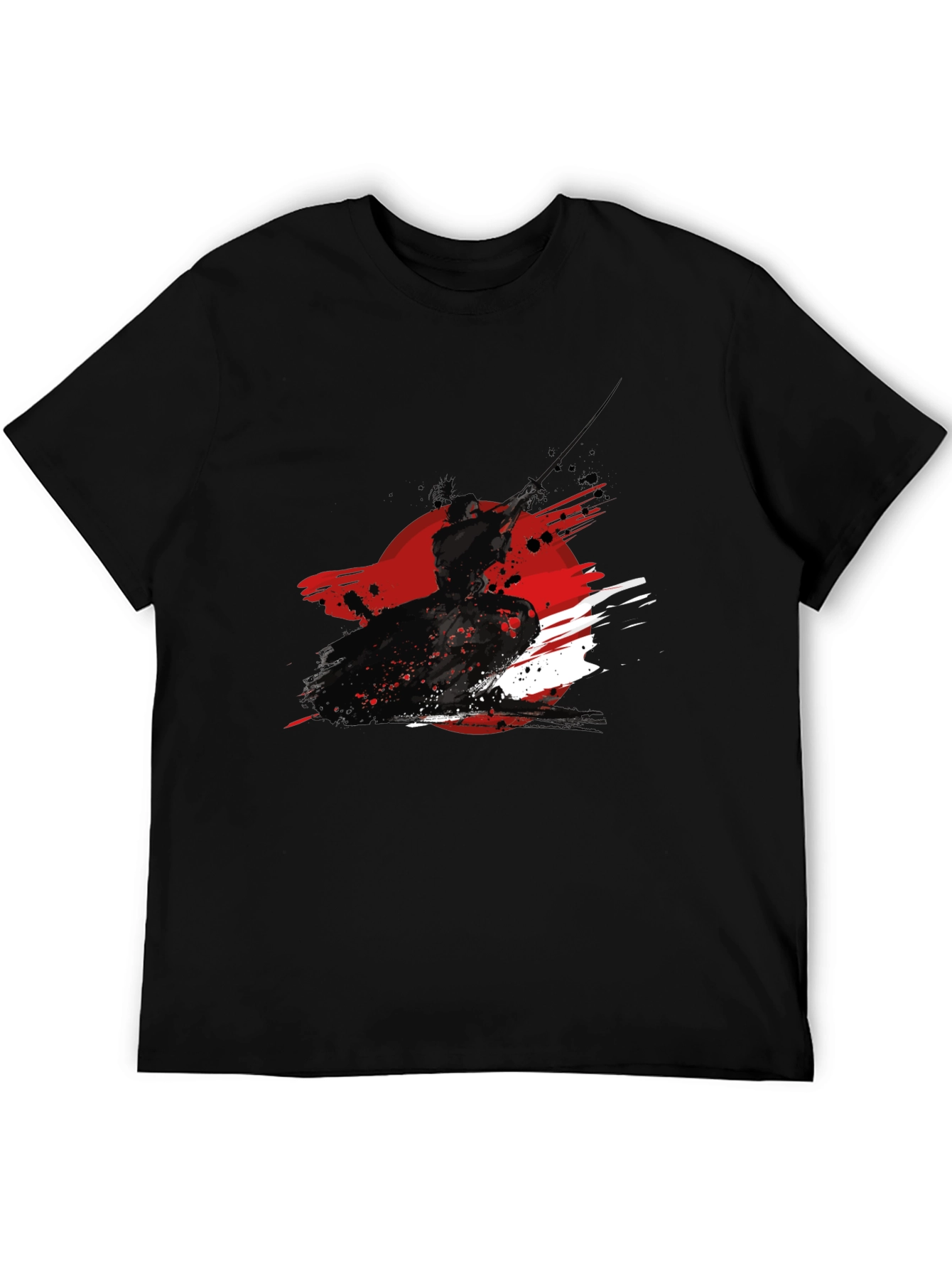 Black Samurai Ink Graphic Black T-Shirt view 5