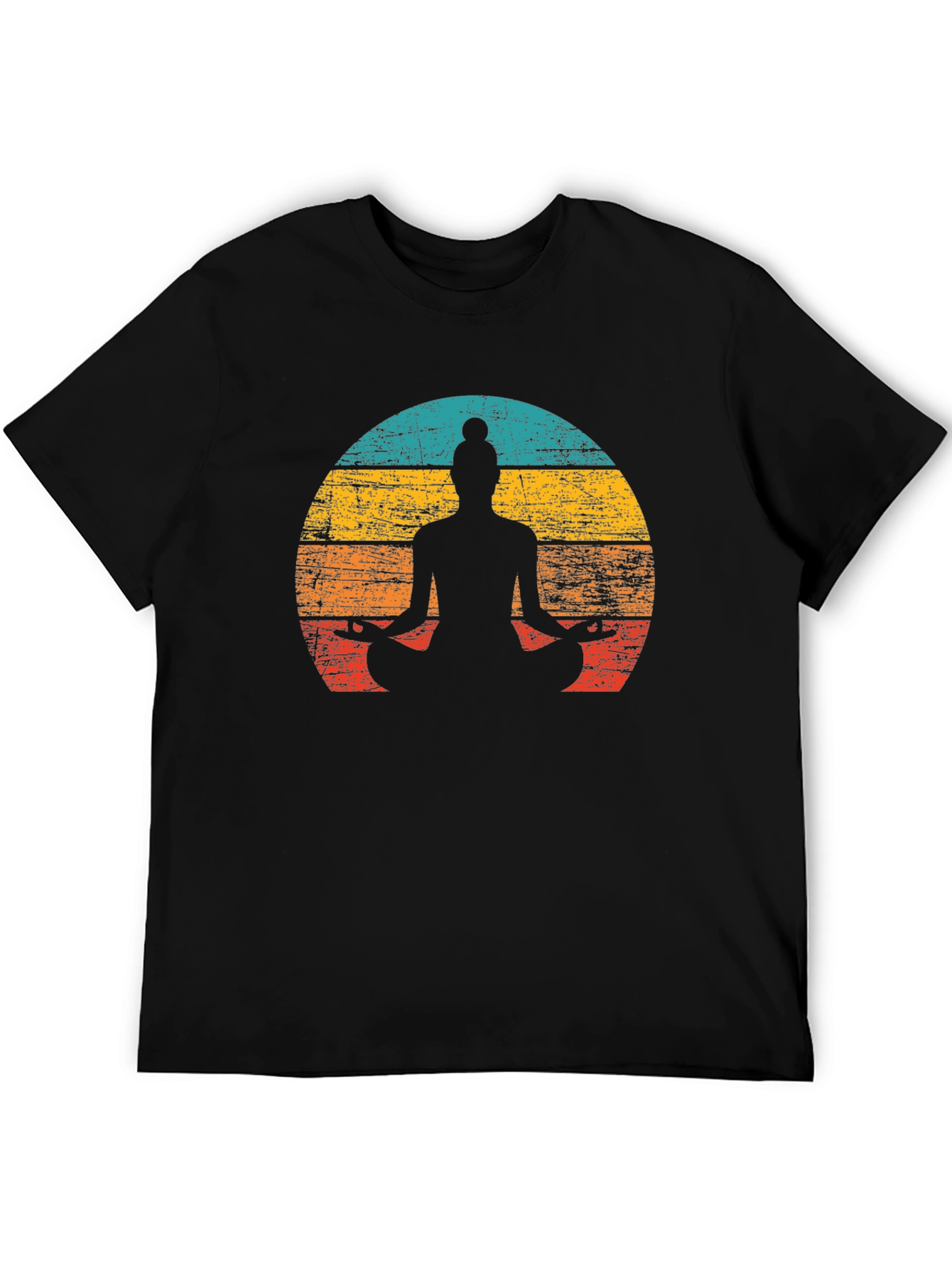 Black Yoga Silhouette Retro Sunset Graphic Tee - Unisex view 5