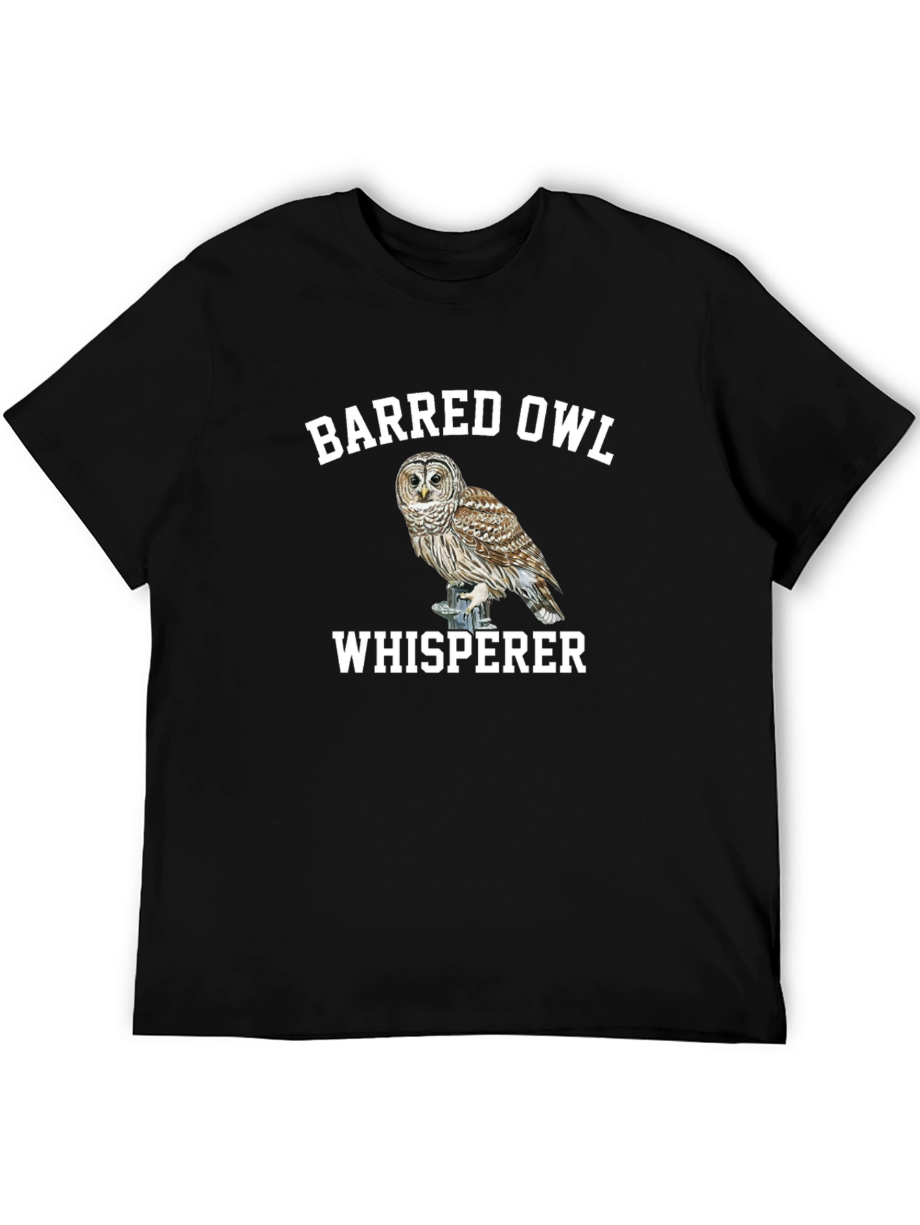 Black Barred Owl Whisperer Black T-Shirt view 5