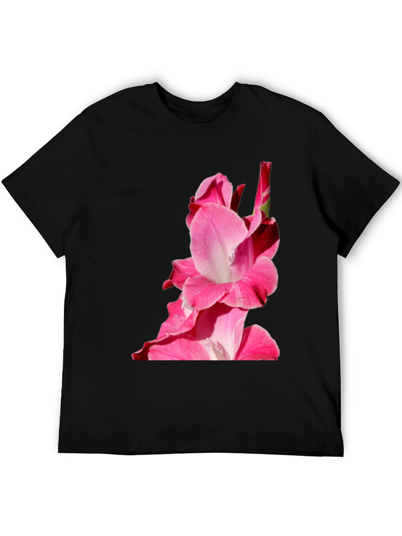 Black Pink Floral Print Black Tee view 5