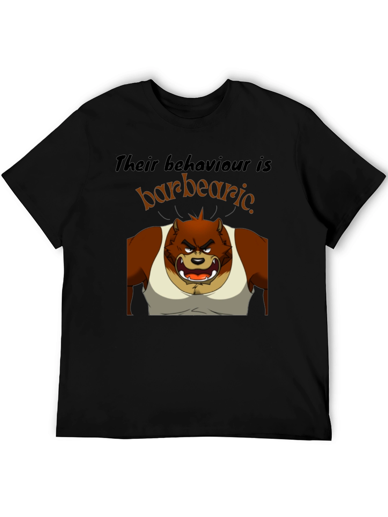 Black Barbearic Cartoon Bear T-Shirt view 5
