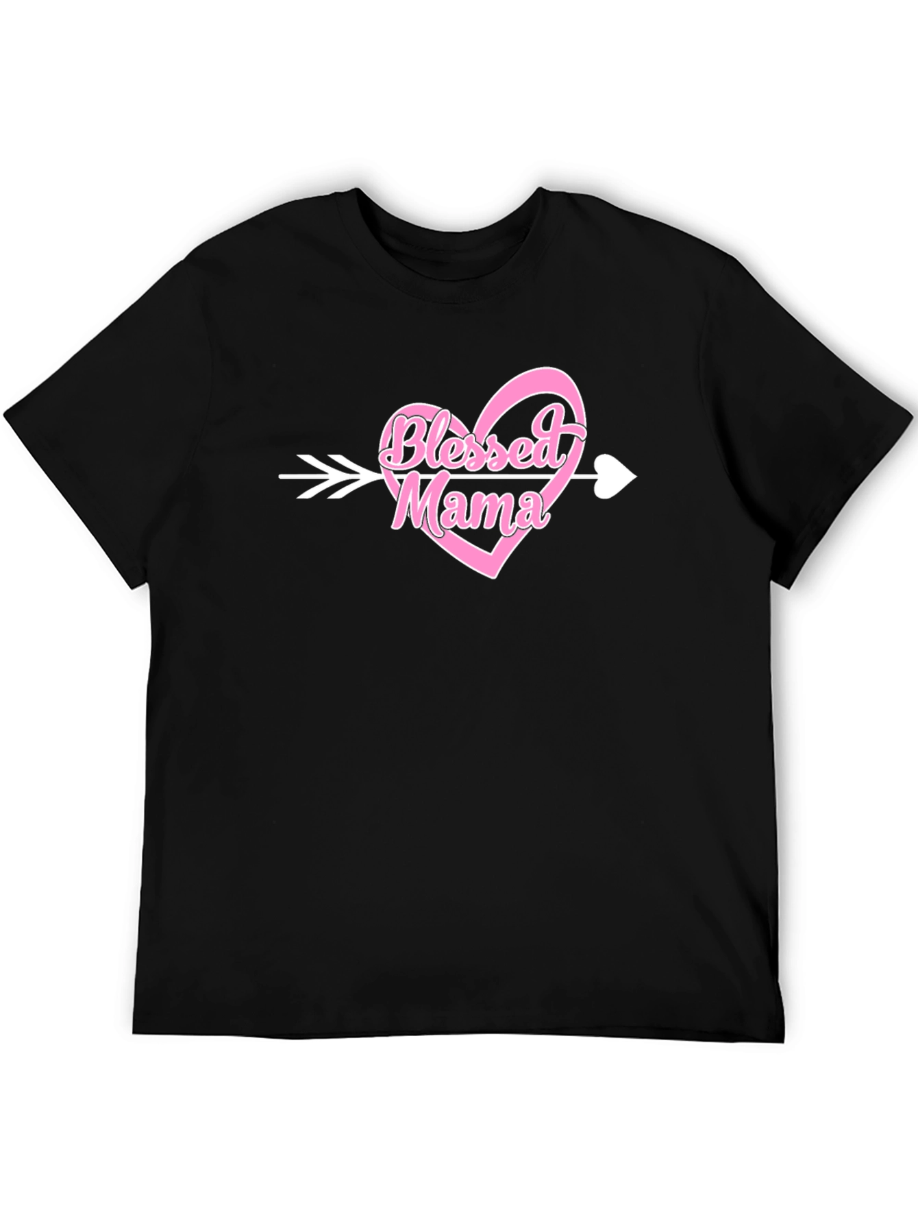 Black Blessed Mama Arrow Heart Graphic T-Shirt view 5
