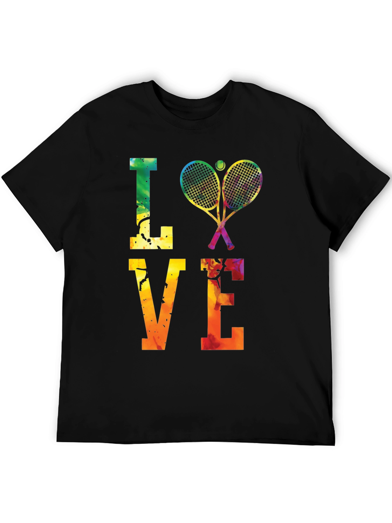 Black Tennis LOVE T-Shirt - Colorful Graphic Tee view 5