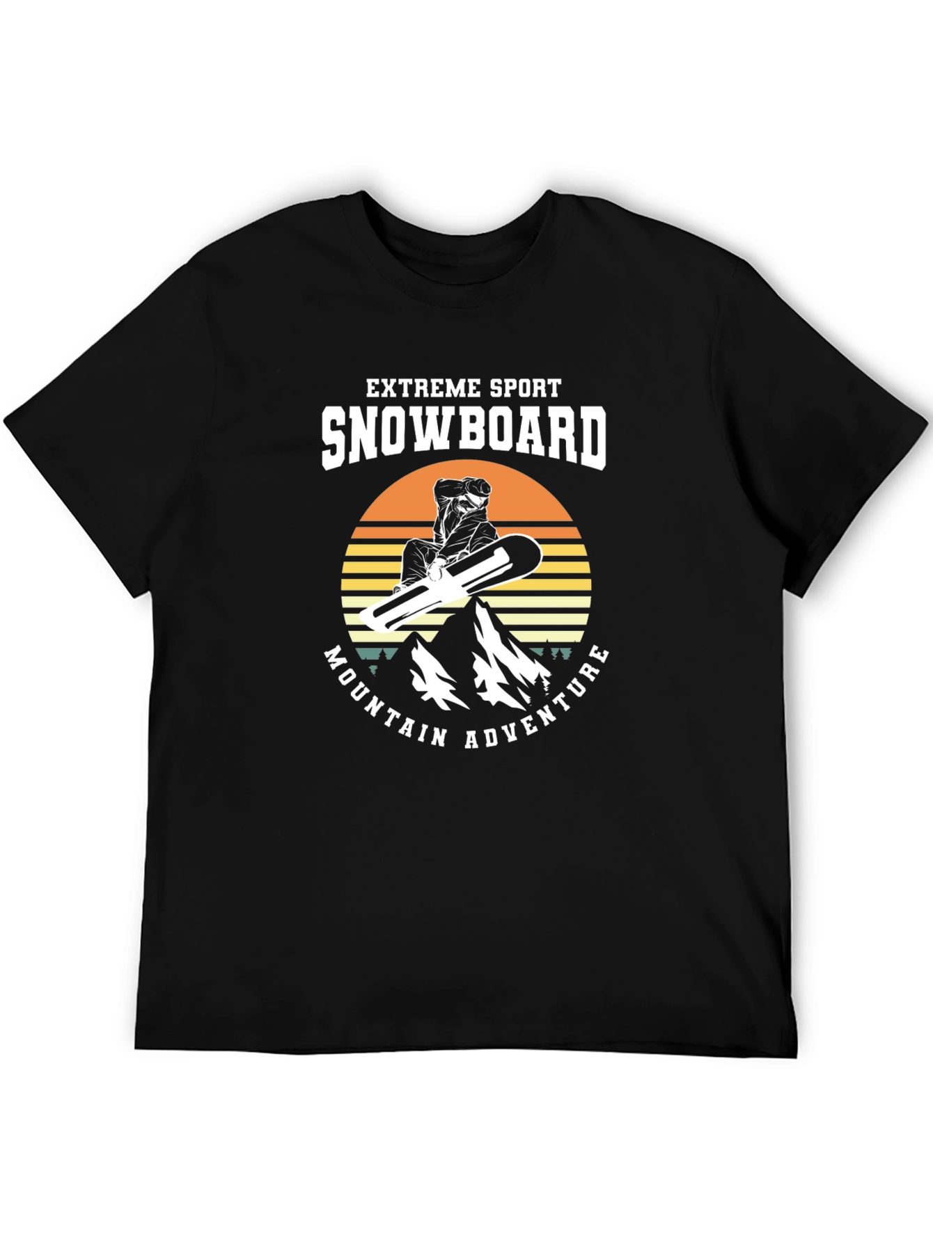 Black Extreme Sport Snowboard Mountain Adventure Black T-Shirt view 5