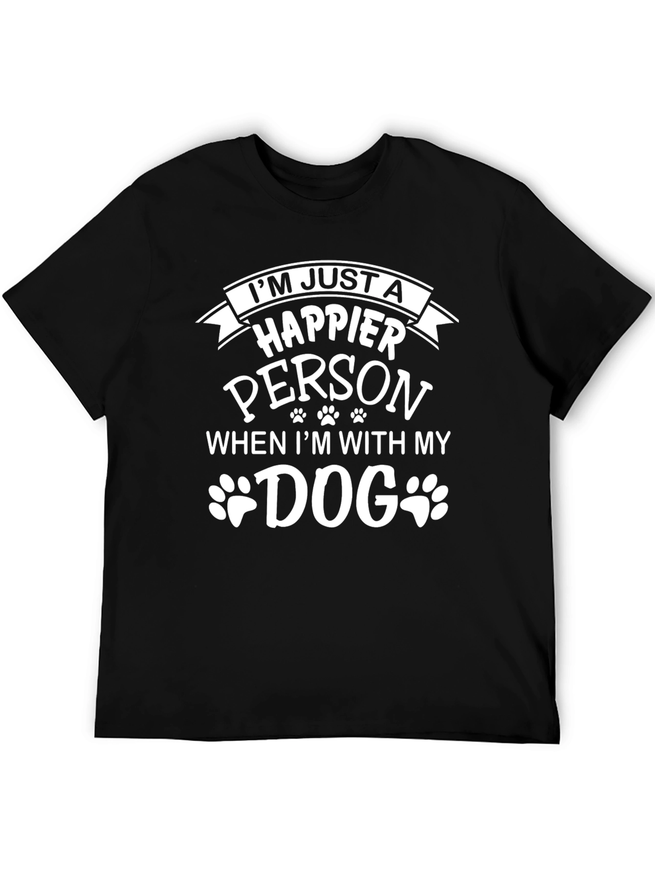 Black Happier Person Dog Lover Black T-Shirt view 5