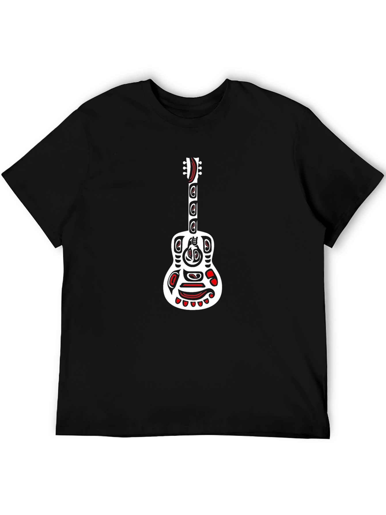 Black Tribal Guitar Graphic Black T-Shirt view 5