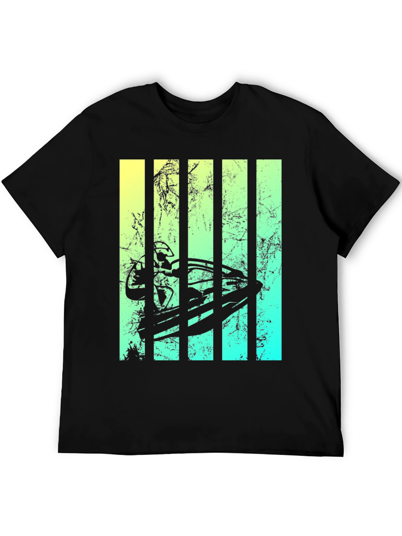 Black Modern Surfboard Graphic Tee view 5