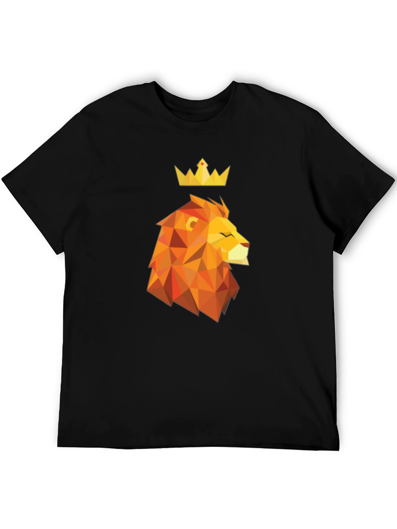 Black Geometric Lion King Graphic Tee - Stylish Men's Black T-Shirt view 5