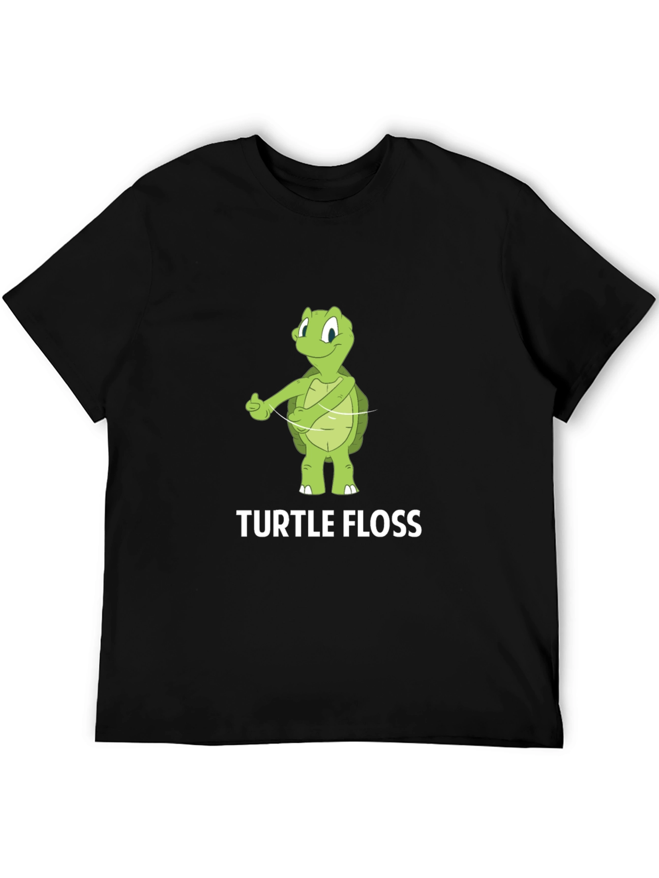 Black Turtle Floss T-Shirt - Funny Dental Hygiene Tee view 5