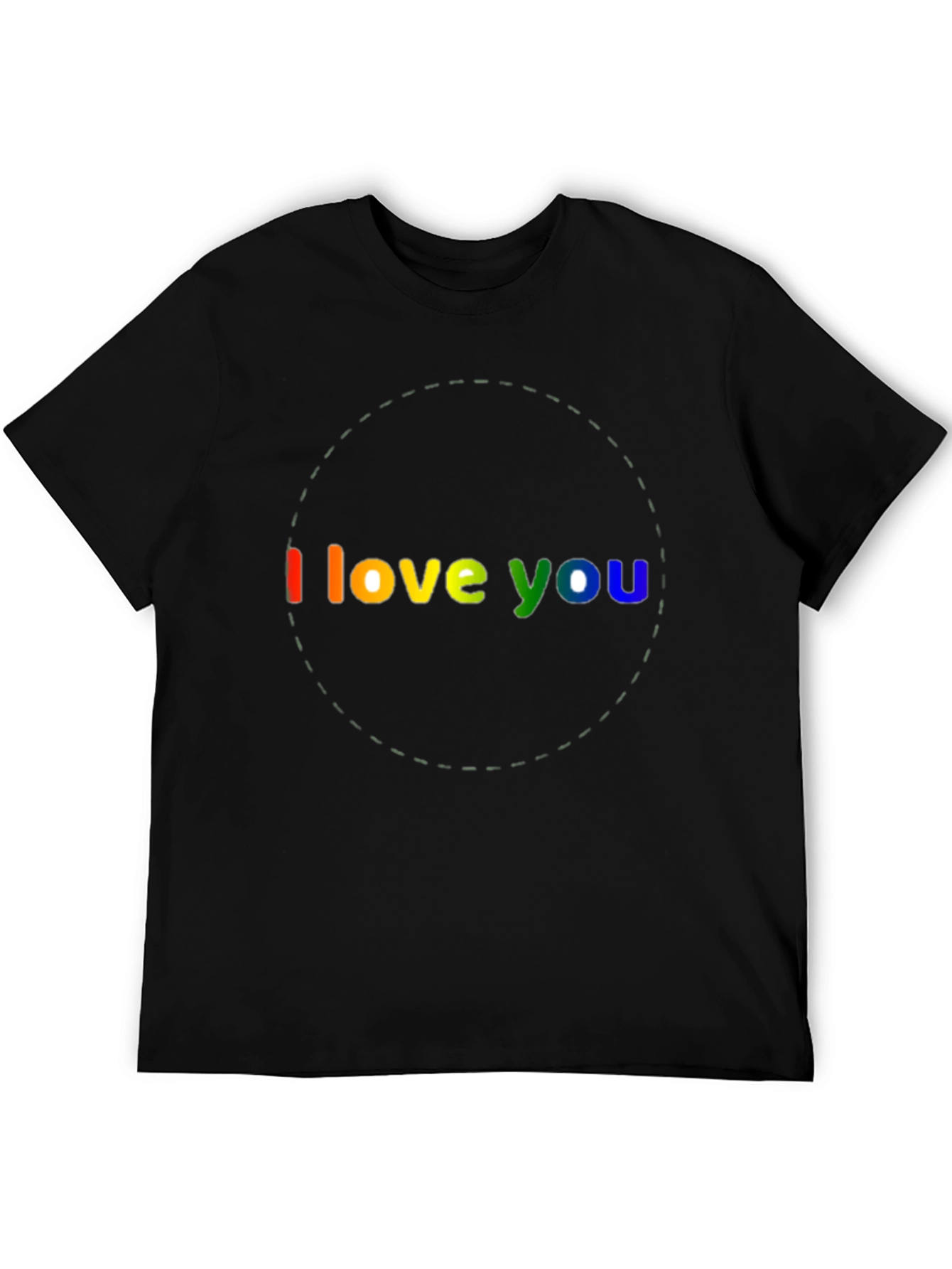 Black I Love You Rainbow Graphic Black T-Shirt view 5
