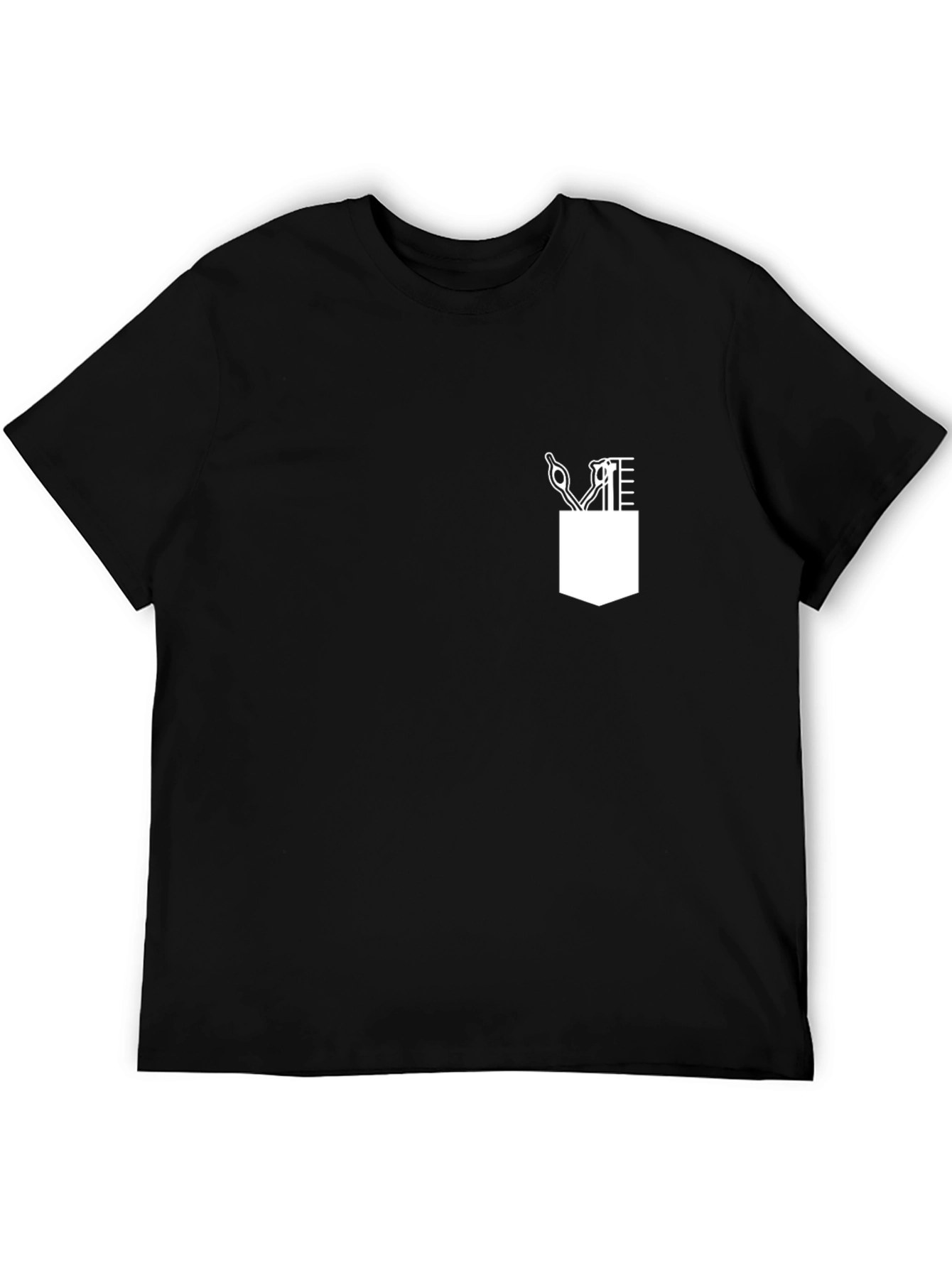 Black Stylish Barber Pocket Print T-Shirt view 5