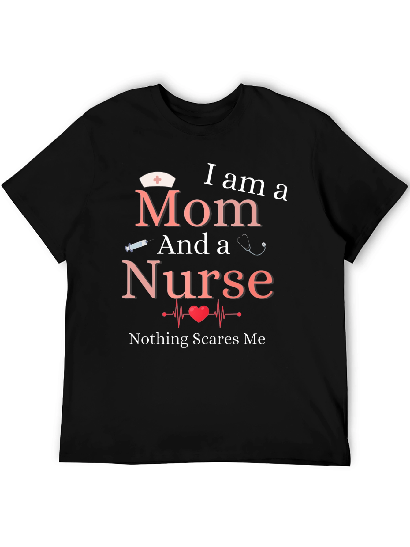 Black Mom and Nurse T-Shirt - Nothing Scares Me! view 5
