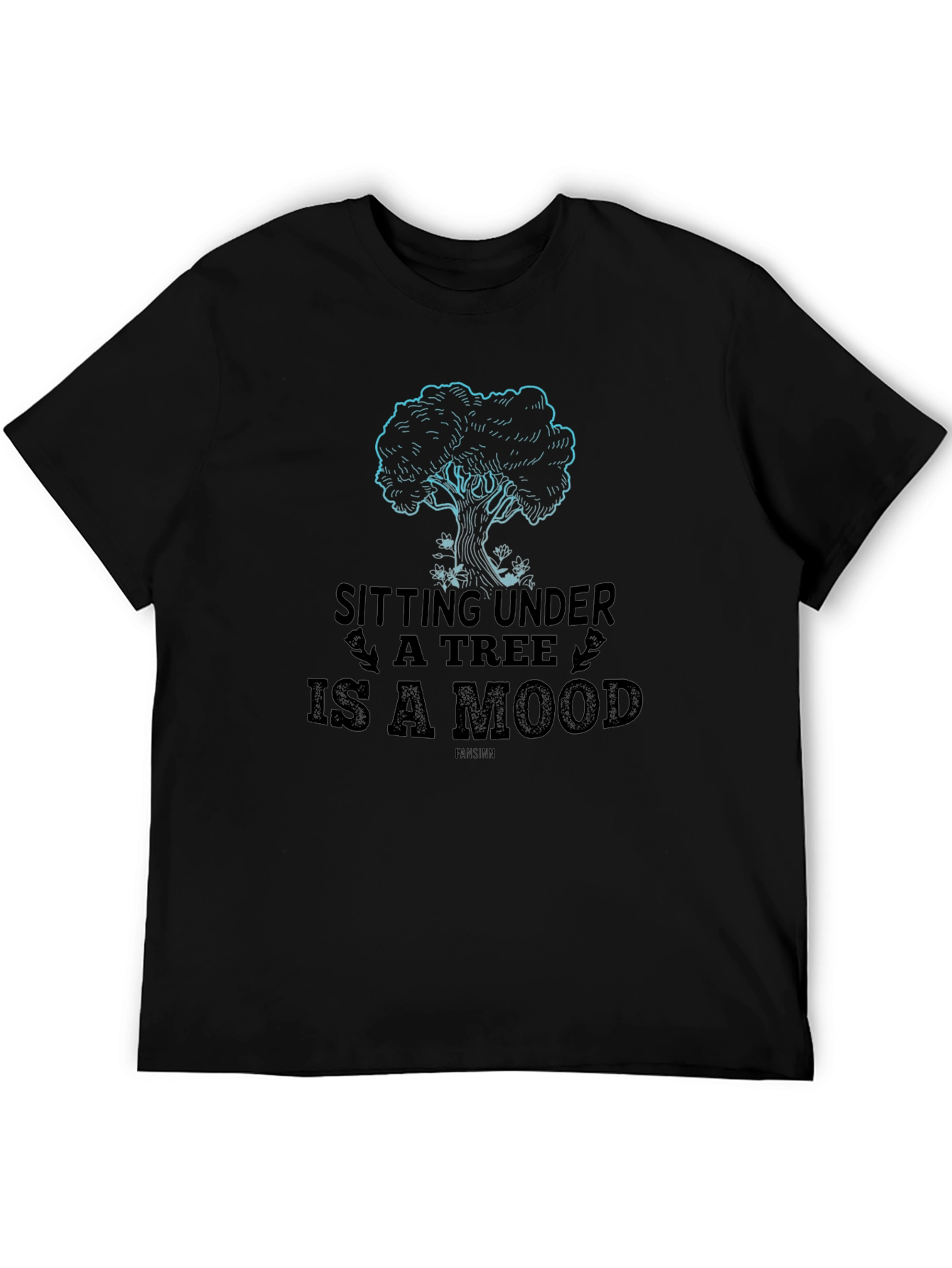Black Sitting Under a Tree T-Shirt - Relaxed Mood view 5