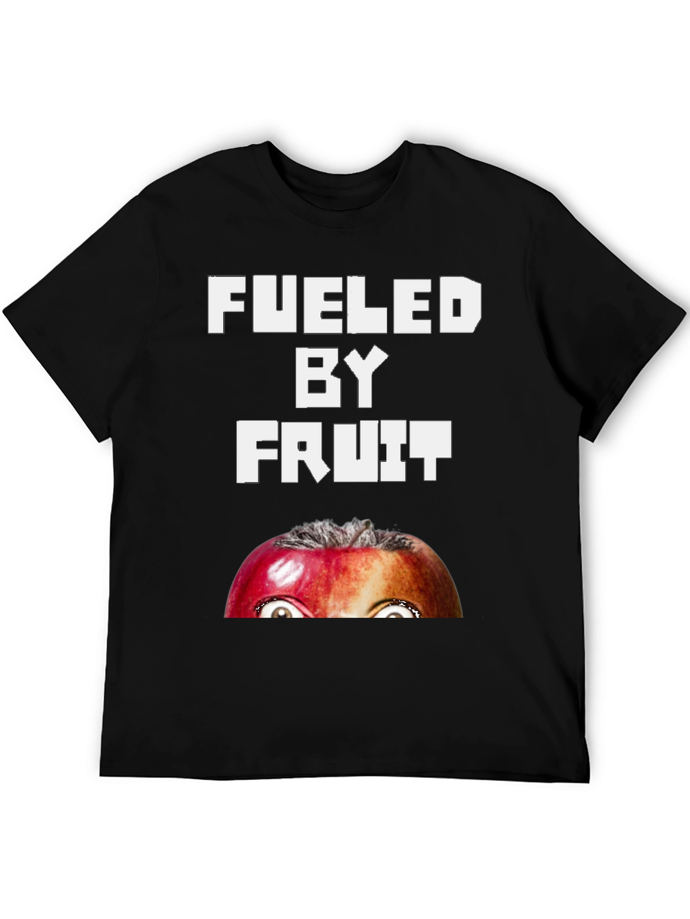 Black Fueled By Fruit T-Shirt - Funny Apple Face Tee view 5