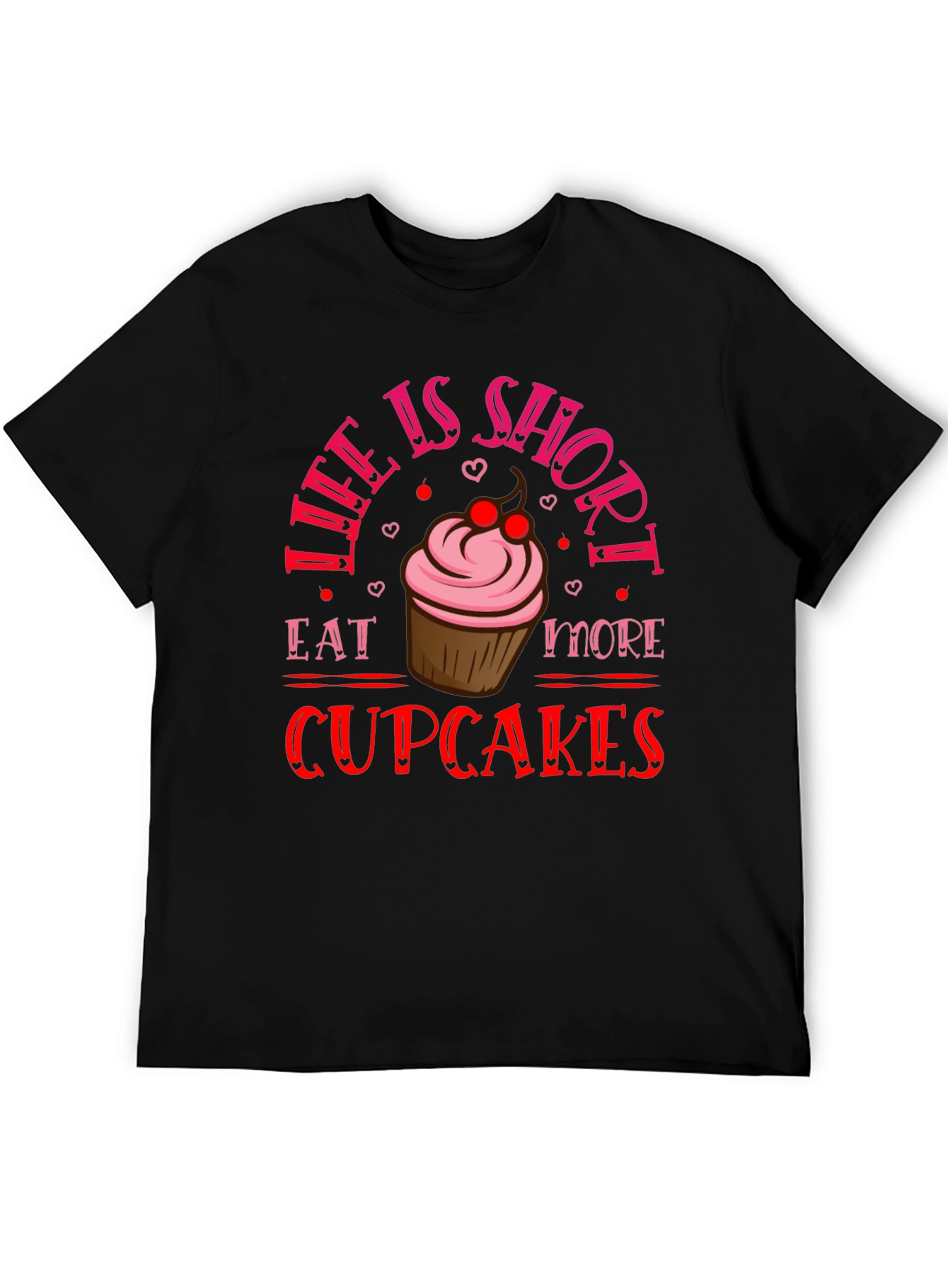 Black Life is Short Eat More Cupcakes Graphic Tee view 5