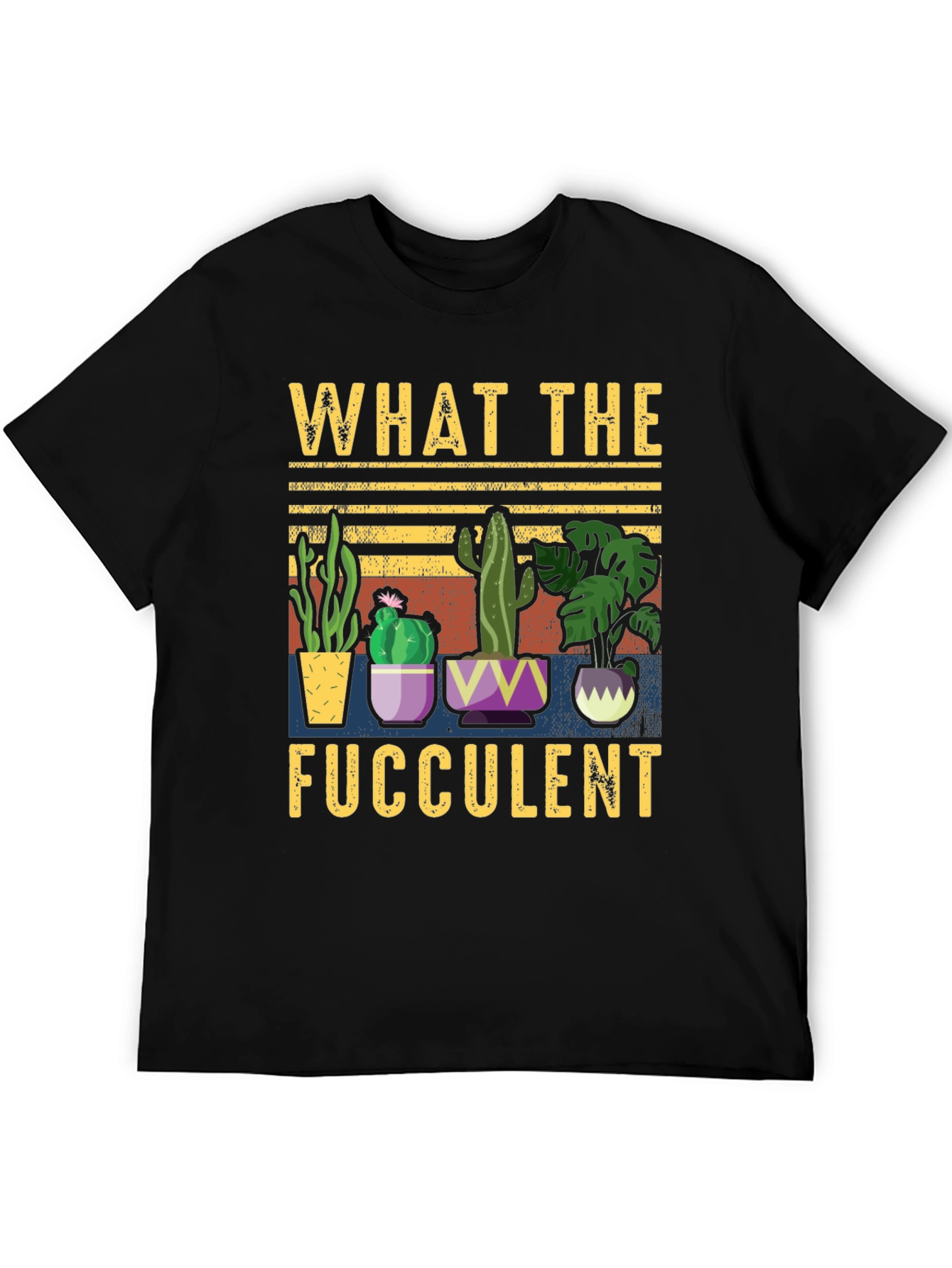 Black What the Fucculent T-Shirt Funny Succulent Plant Lover Tee view 5