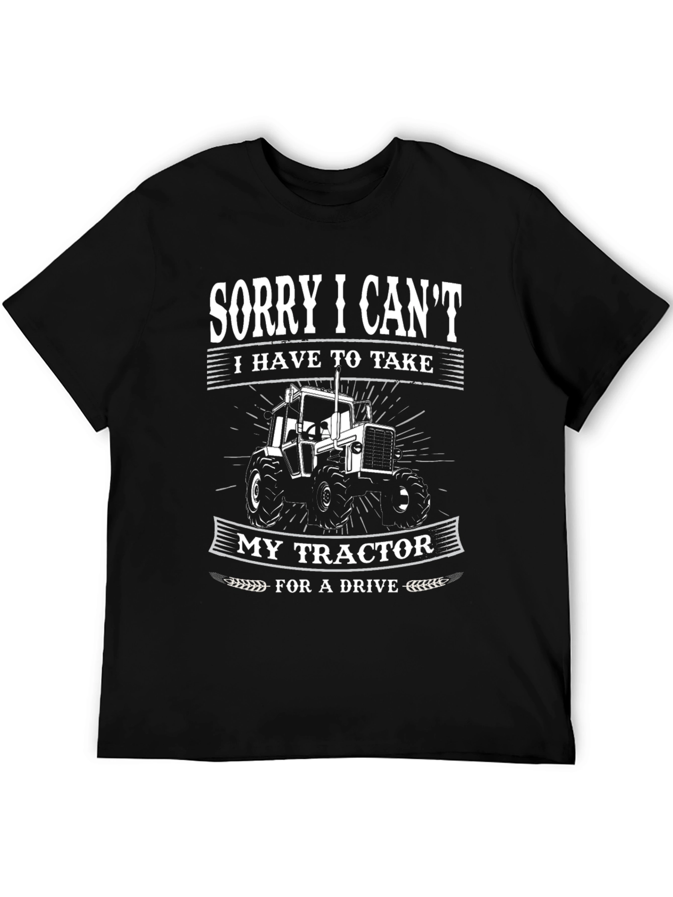 Black Sorry, I Can't, Tractor Graphic Tee view 5