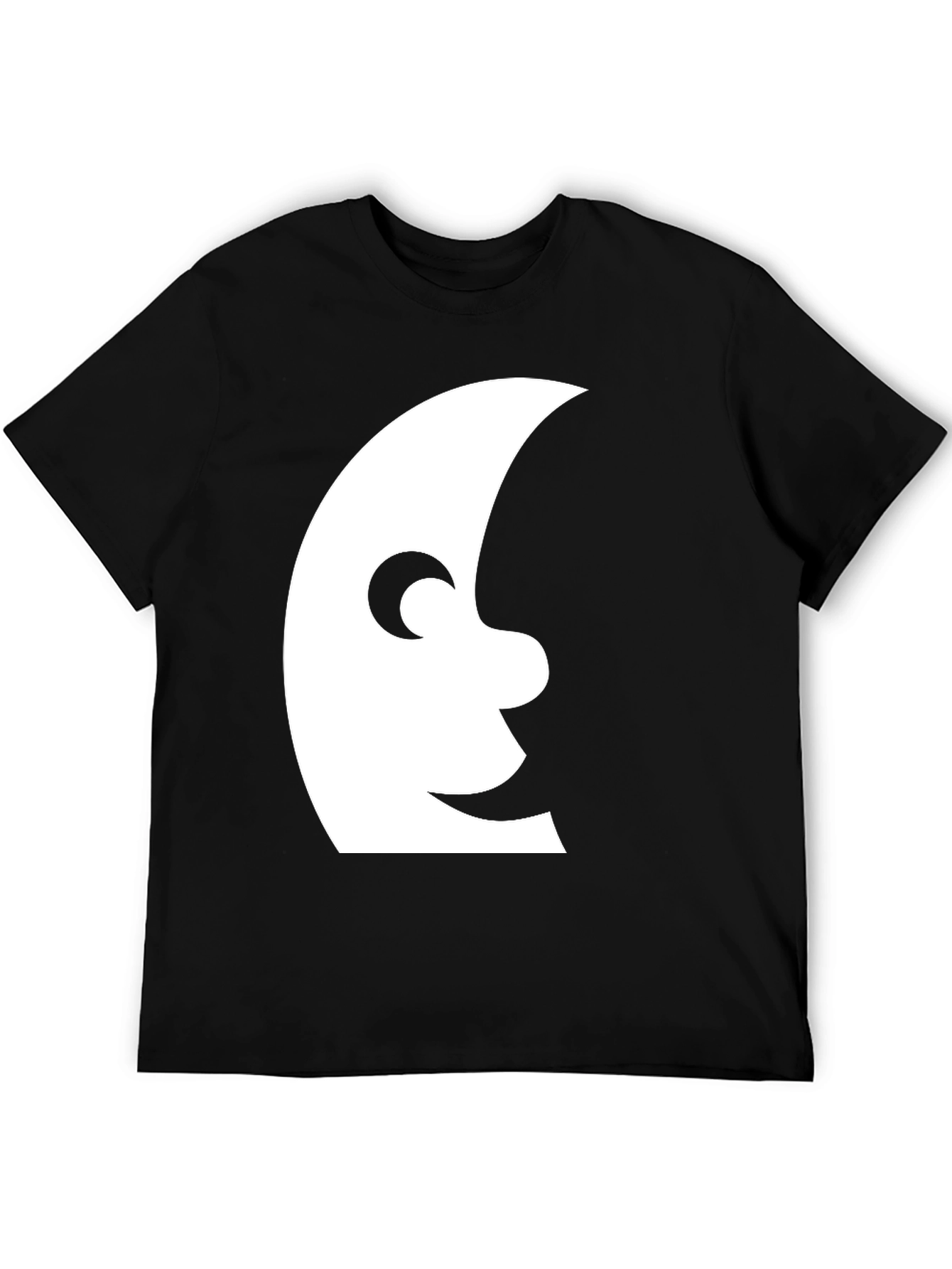 Black Men's Black T-Shirt with Moon Face Graphic view 5
