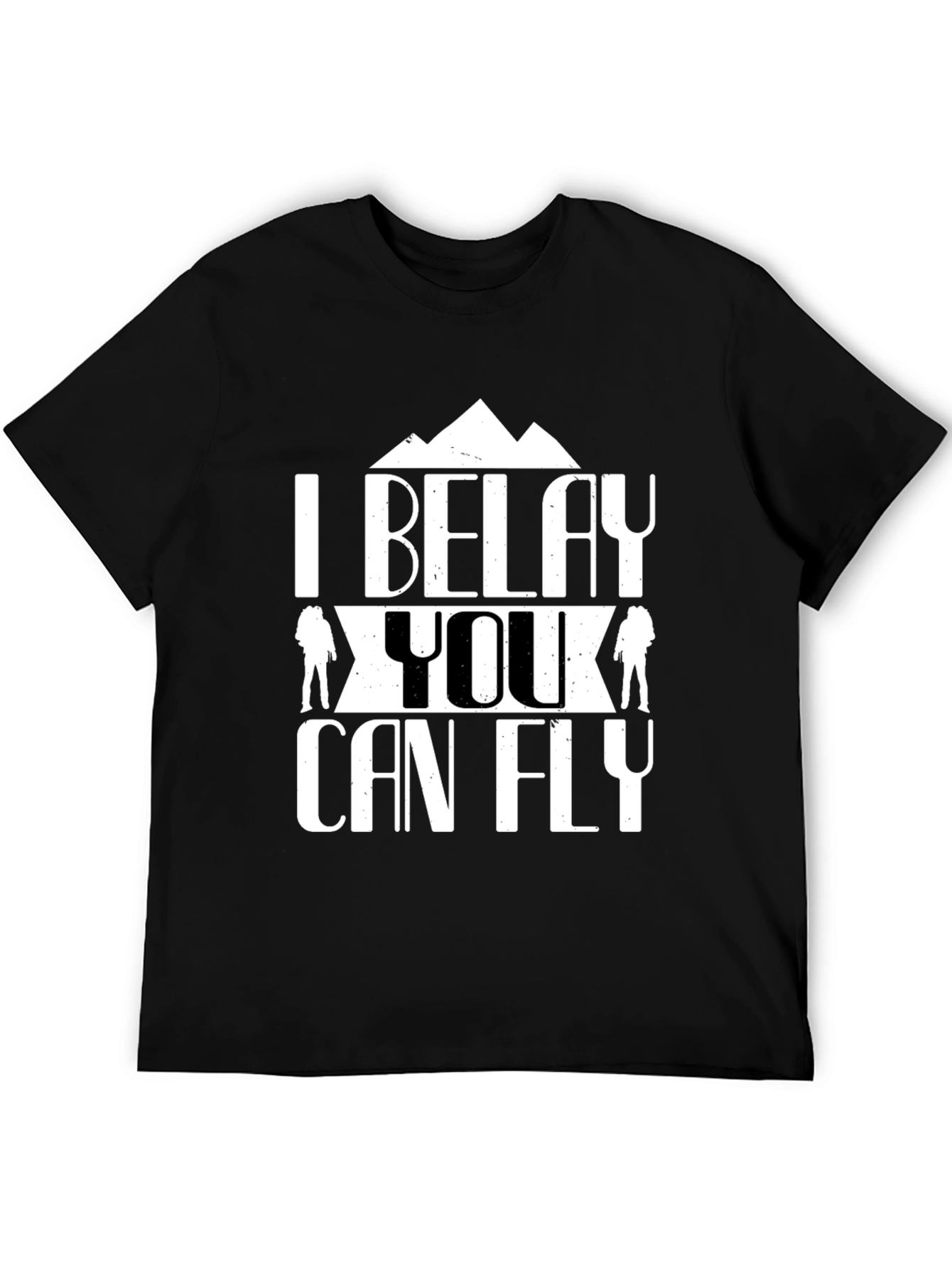 Black I Belay You Can Fly Graphic Tee - Rock Climbing T-Shirt view 5