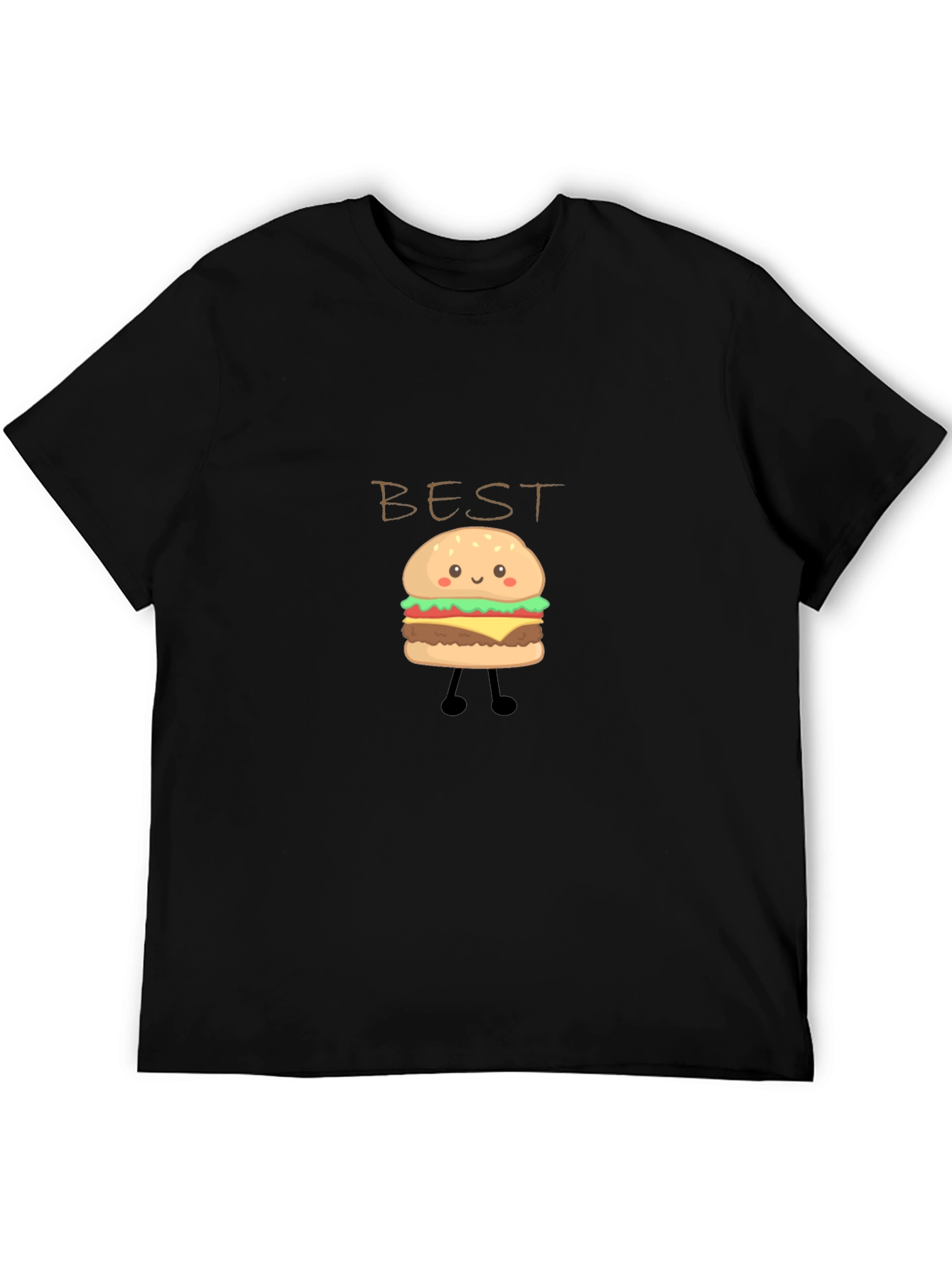 Black Best Burger T-Shirt - Cute Cartoon Foodie Tee view 5