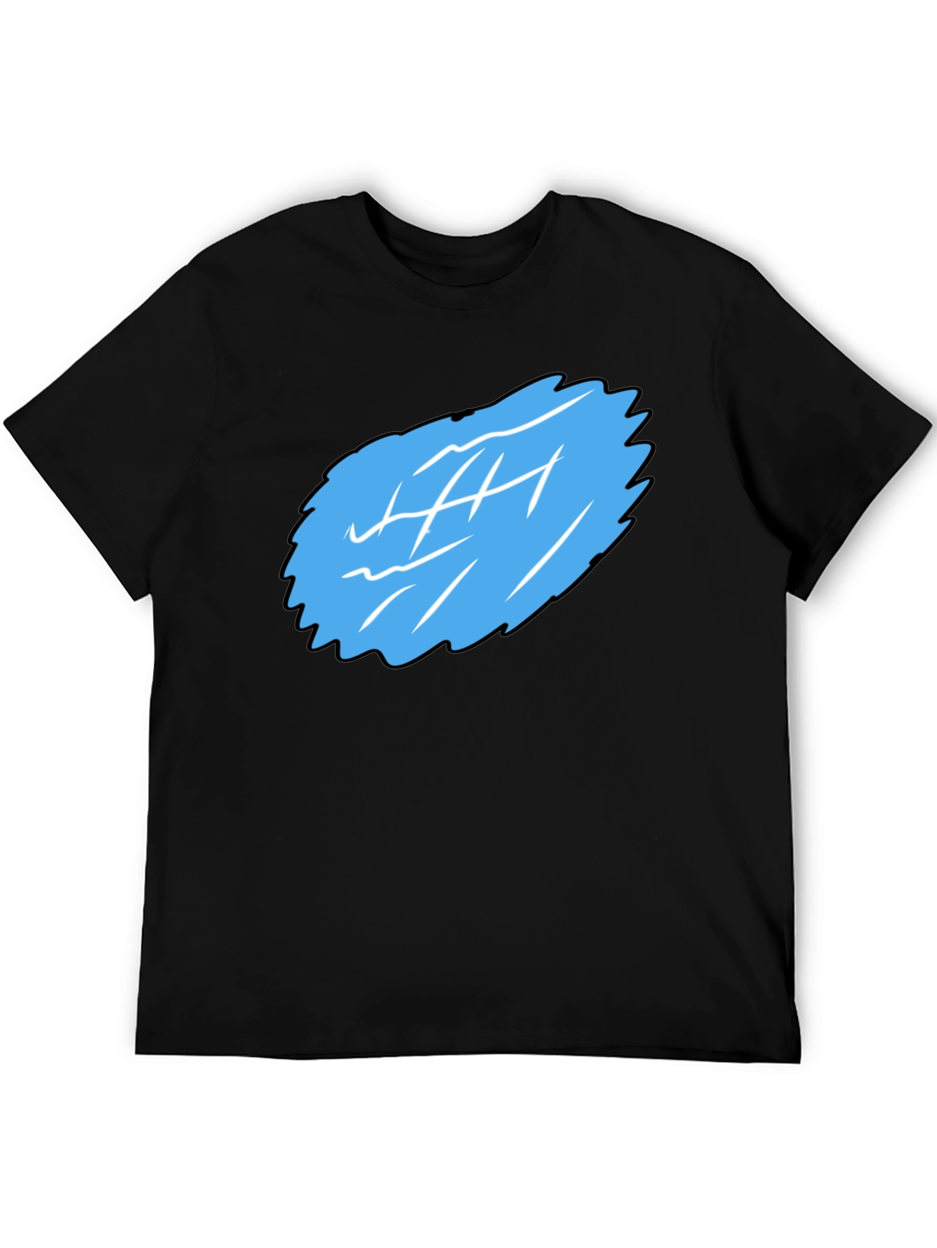 Black Men's Black Graphic Tee - Abstract Blue Design view 5