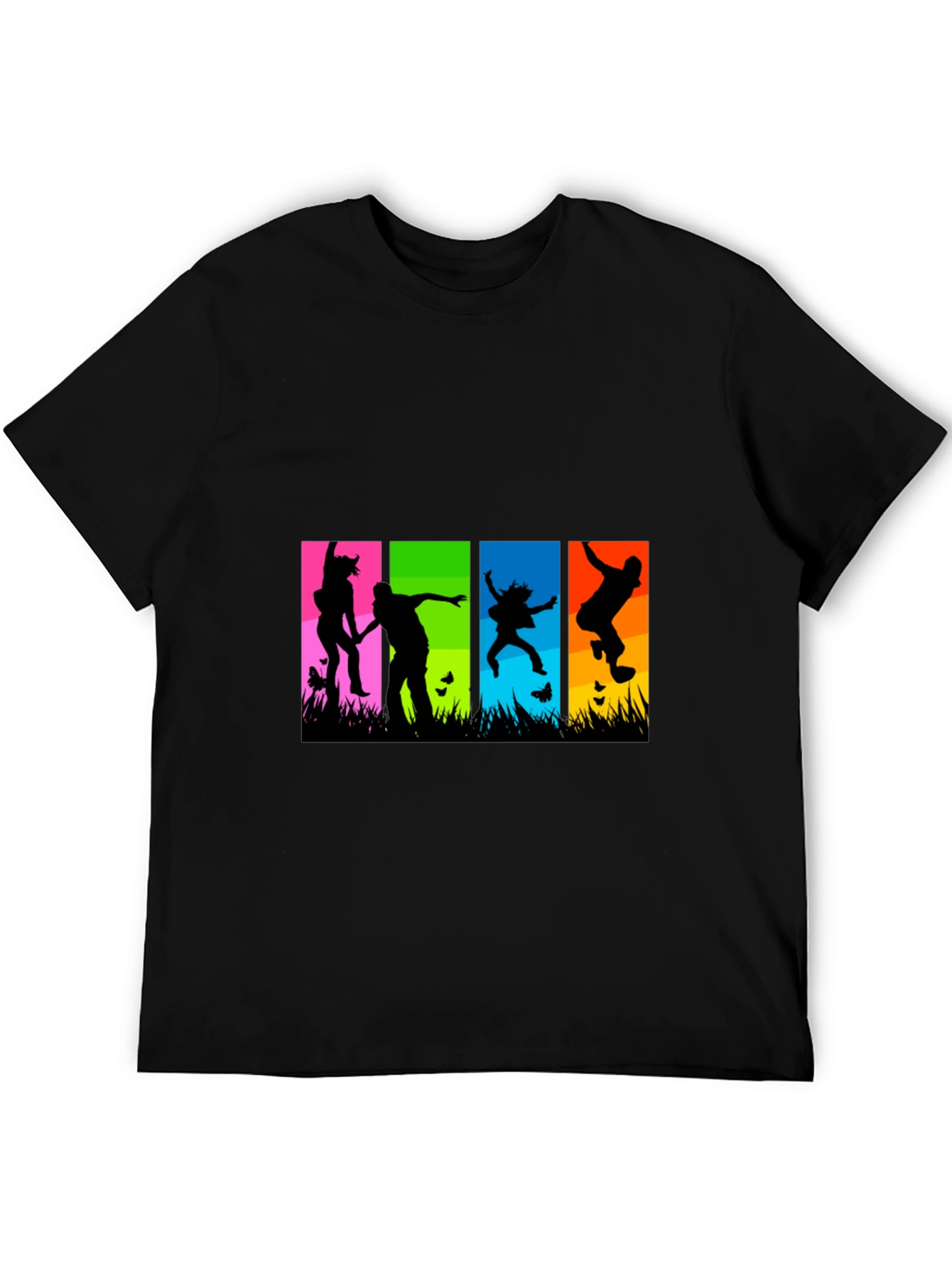 Black Colorful Silhouette Jumpers Black T-Shirt view 5
