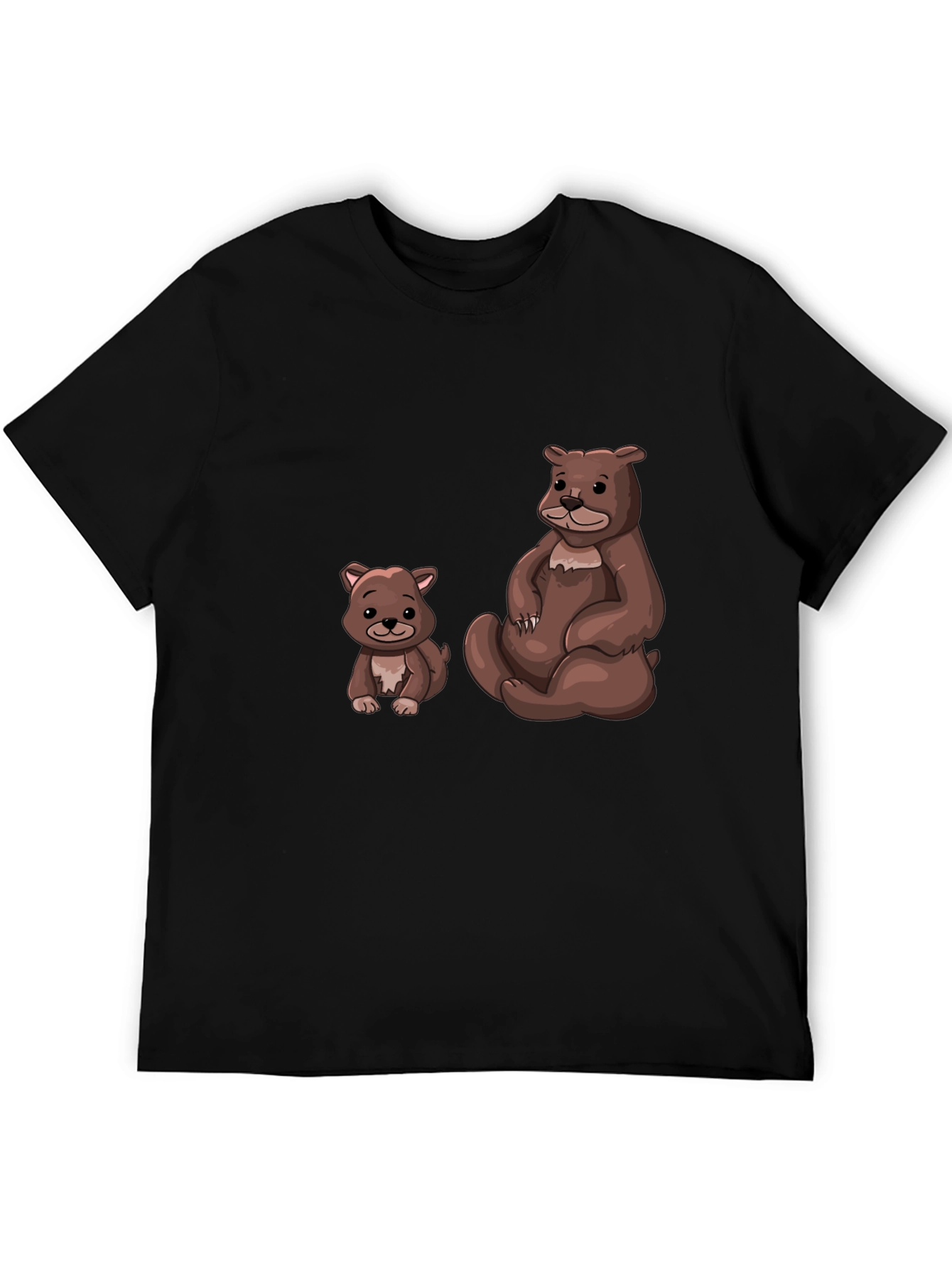 Black Cute Bears Graphic Black T-Shirt - Casual Wear view 5