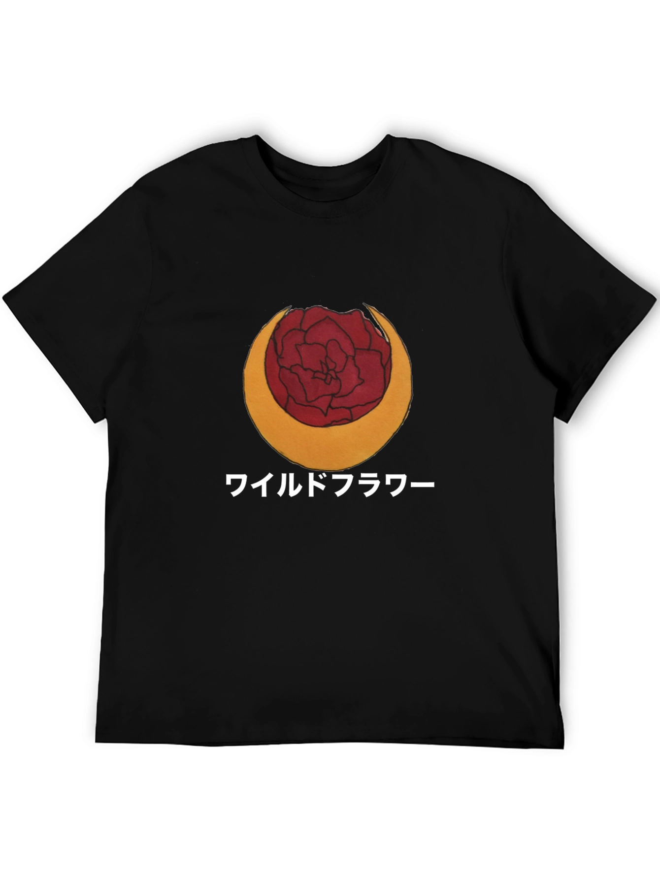 Black Wildflower Graphic Tee - Japanese Text view 5