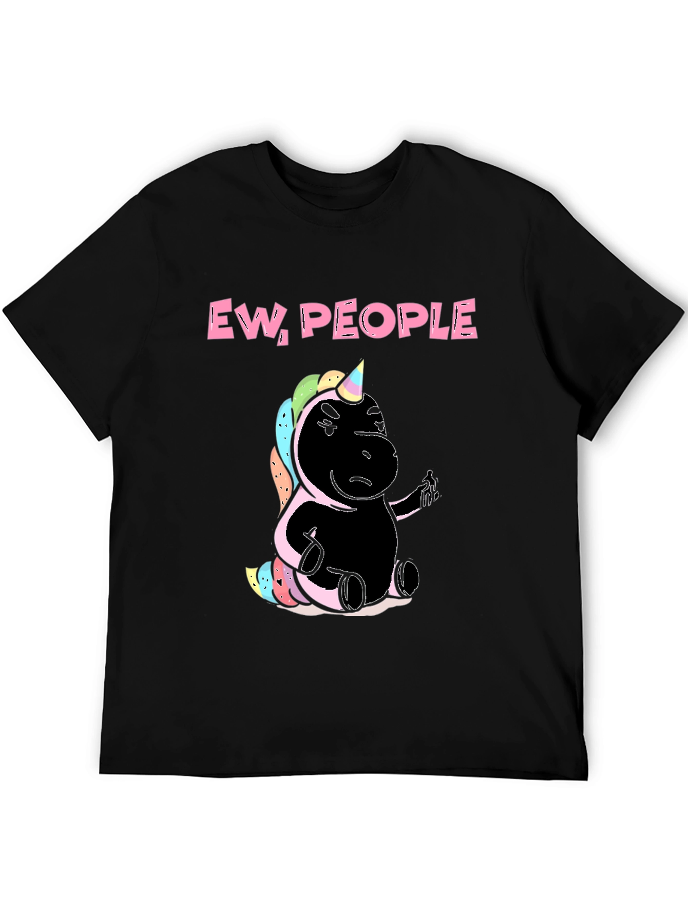 Black Ew People Unicorn Graphic Tee - Black Cotton T-Shirt view 5