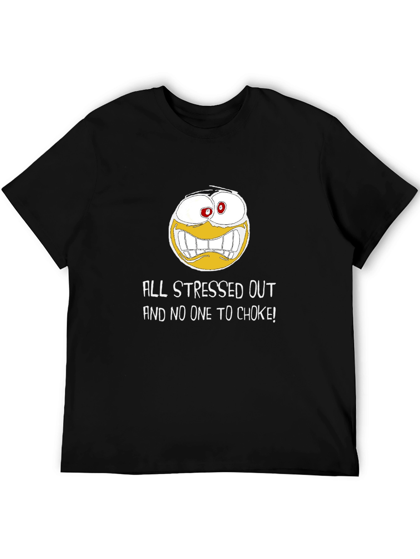 Black Stressed Out Graphic T-Shirt - Funny Emoji Design view 5