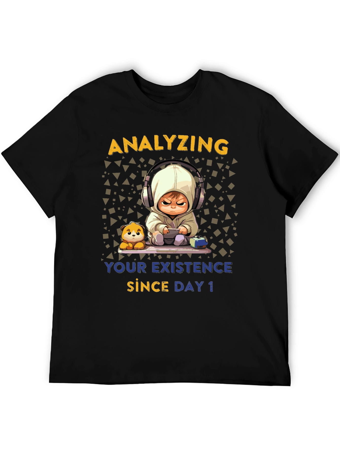 Black Analyzing Existence T-Shirt - Funny Gamer Baby Tee view 5