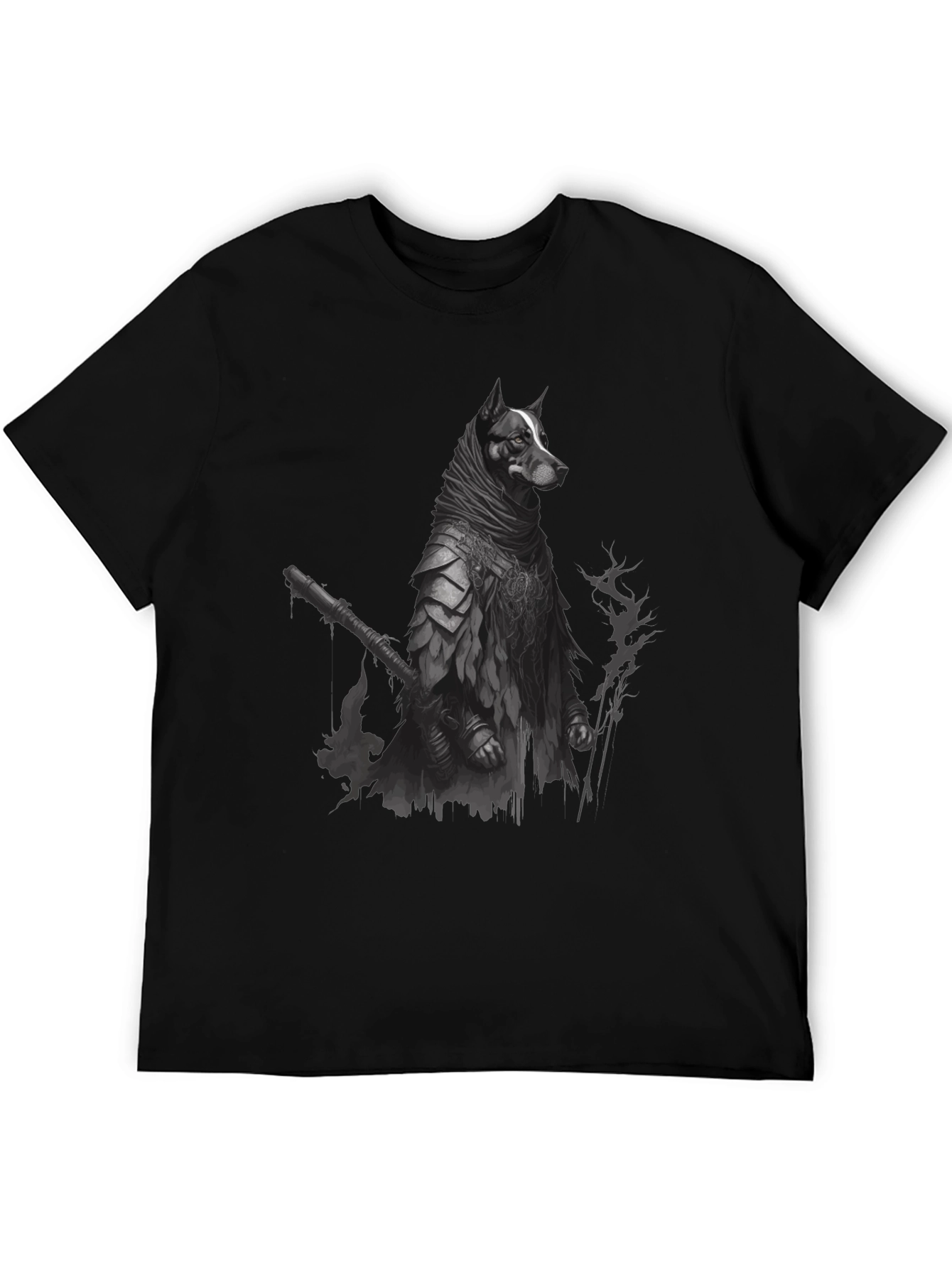 Dog Warrior Graphic Tee - Black Cotton T-Shirt - 5