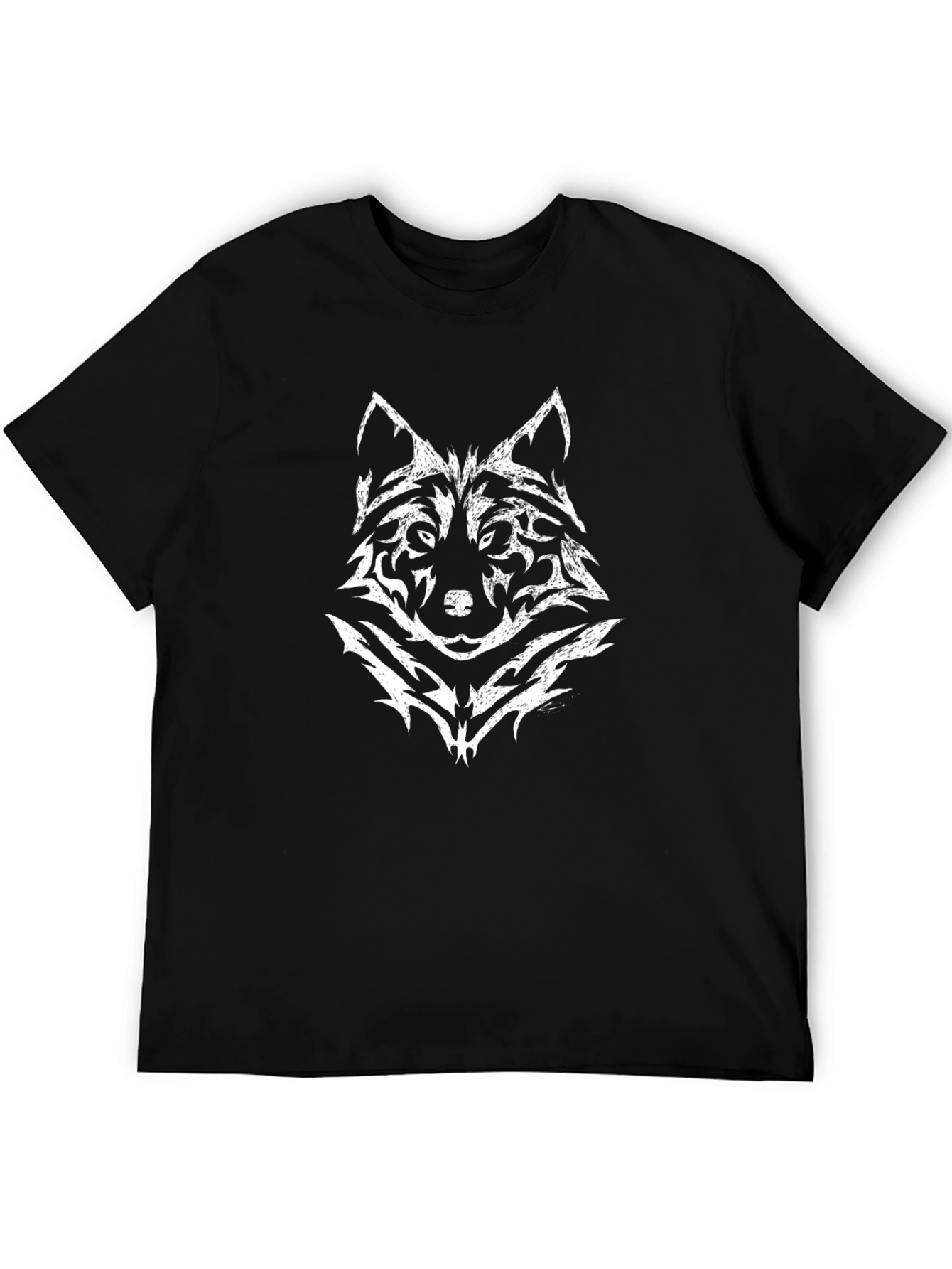 Black Wolf Graphic Tee - Black Cotton Blend Casual Shirt view 5