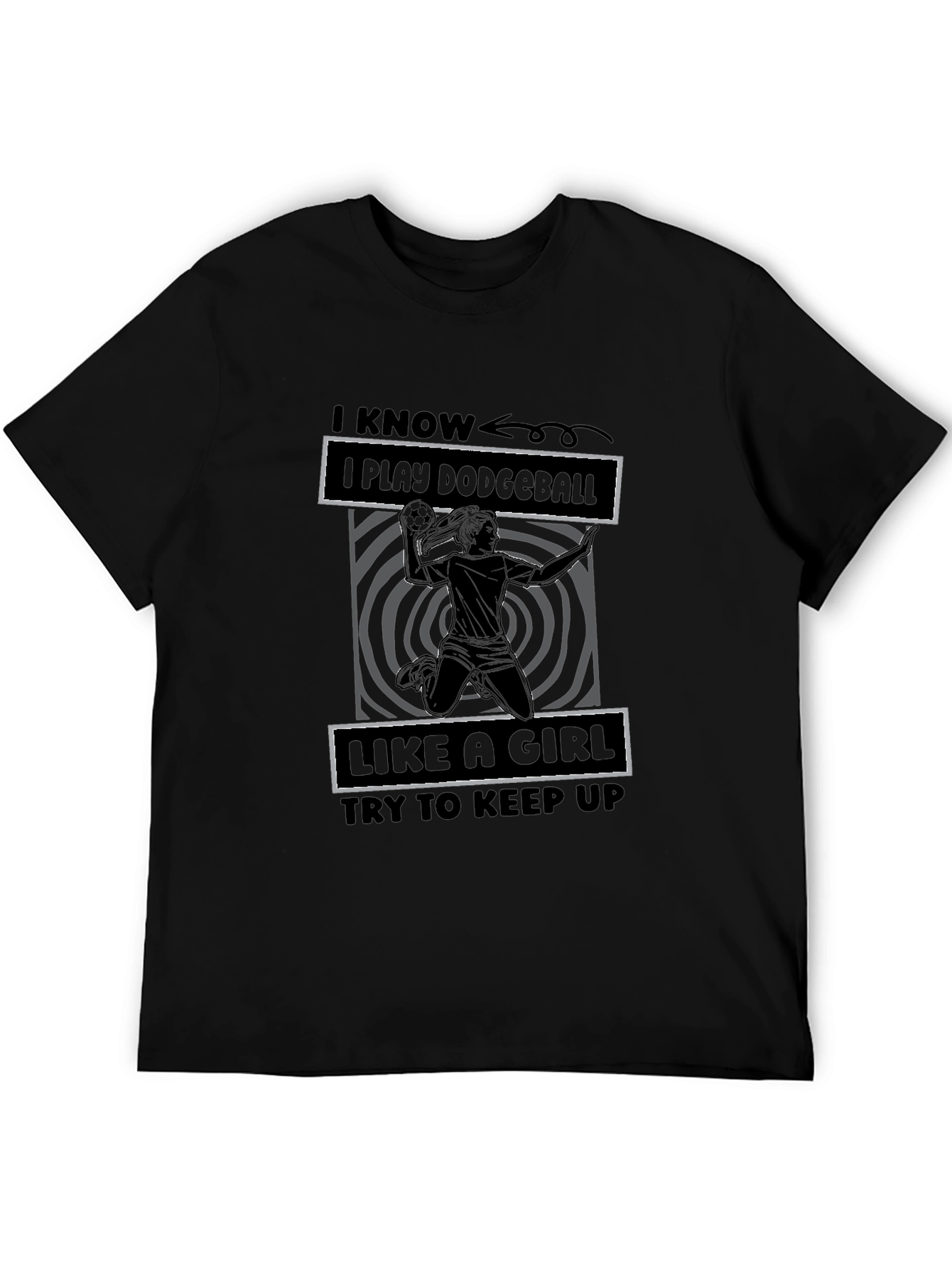 Black Dodgeball Like A Girl Graphic T-Shirt view 5