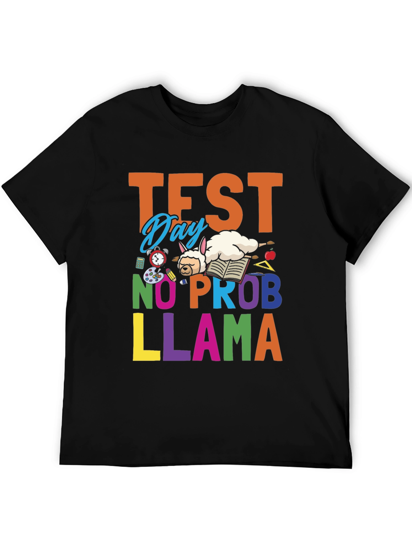Black Test Day No Prob Llama T-Shirt - School & Study Fun view 5