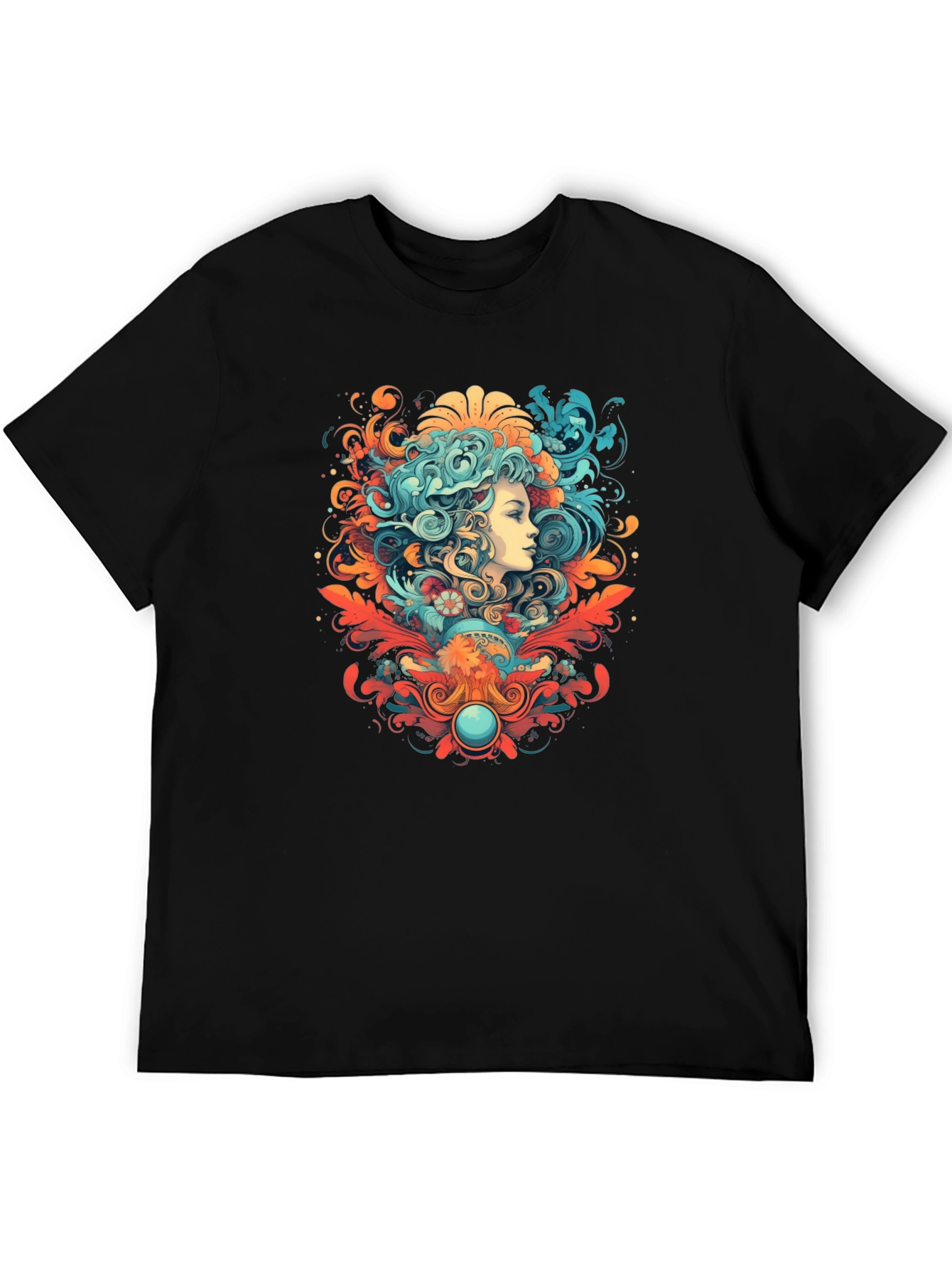 Black Psychedelic Woman Graphic Tee view 5